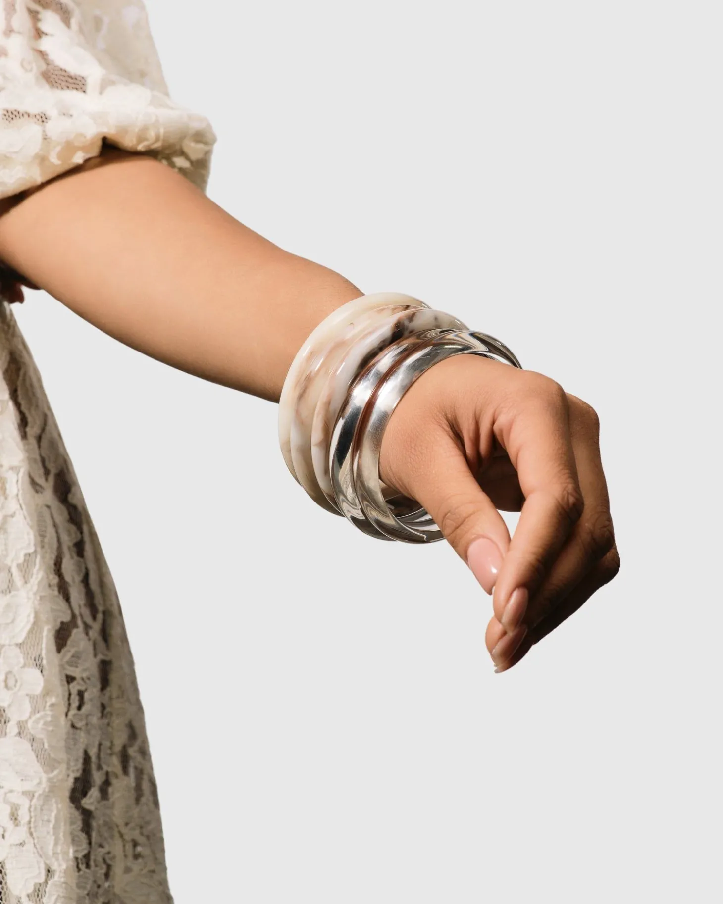 Women Alembika Rounded Bangle Bracelet, Oat