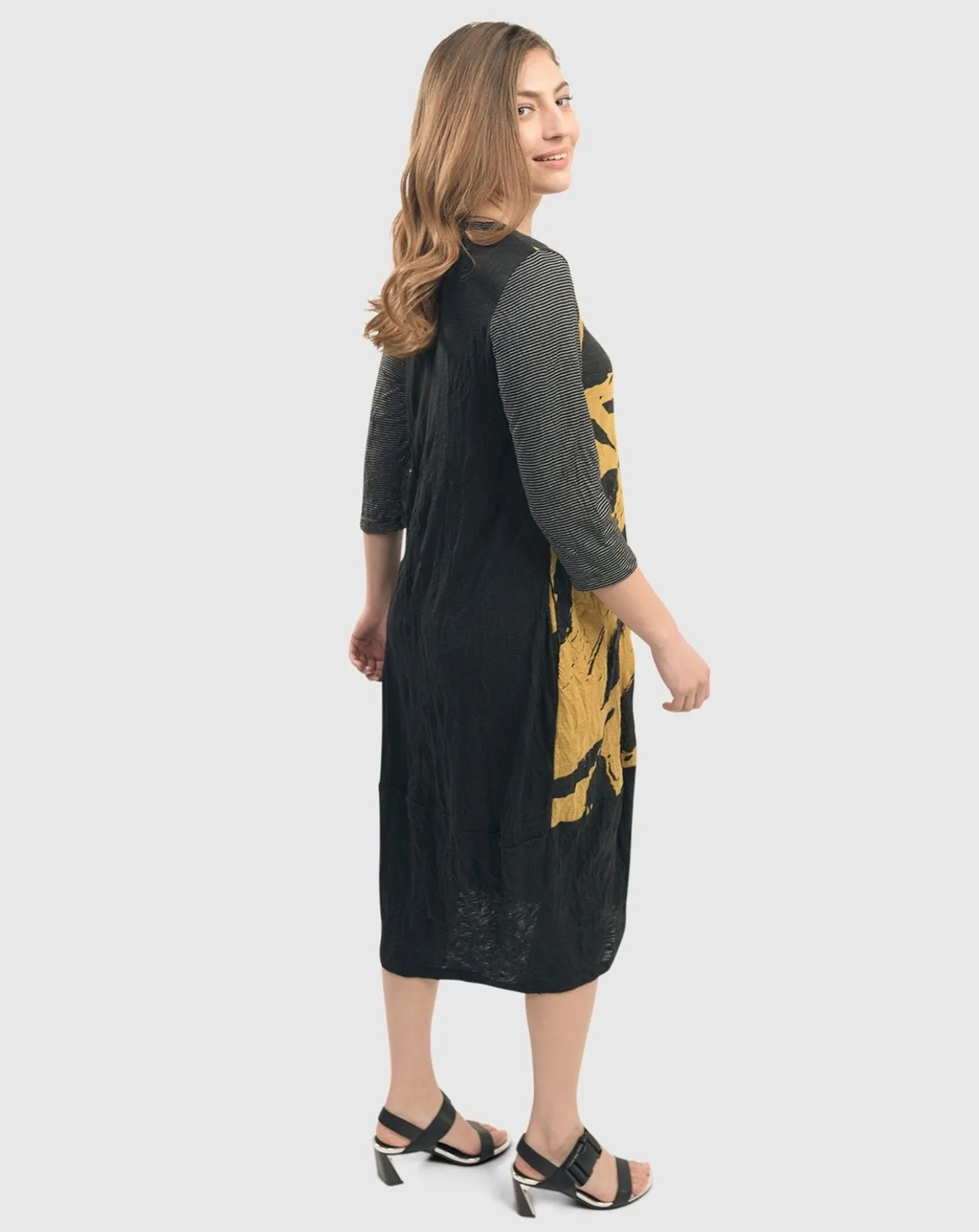 Women Alembika Ru Crinkle Cocoon Dress, Yellow