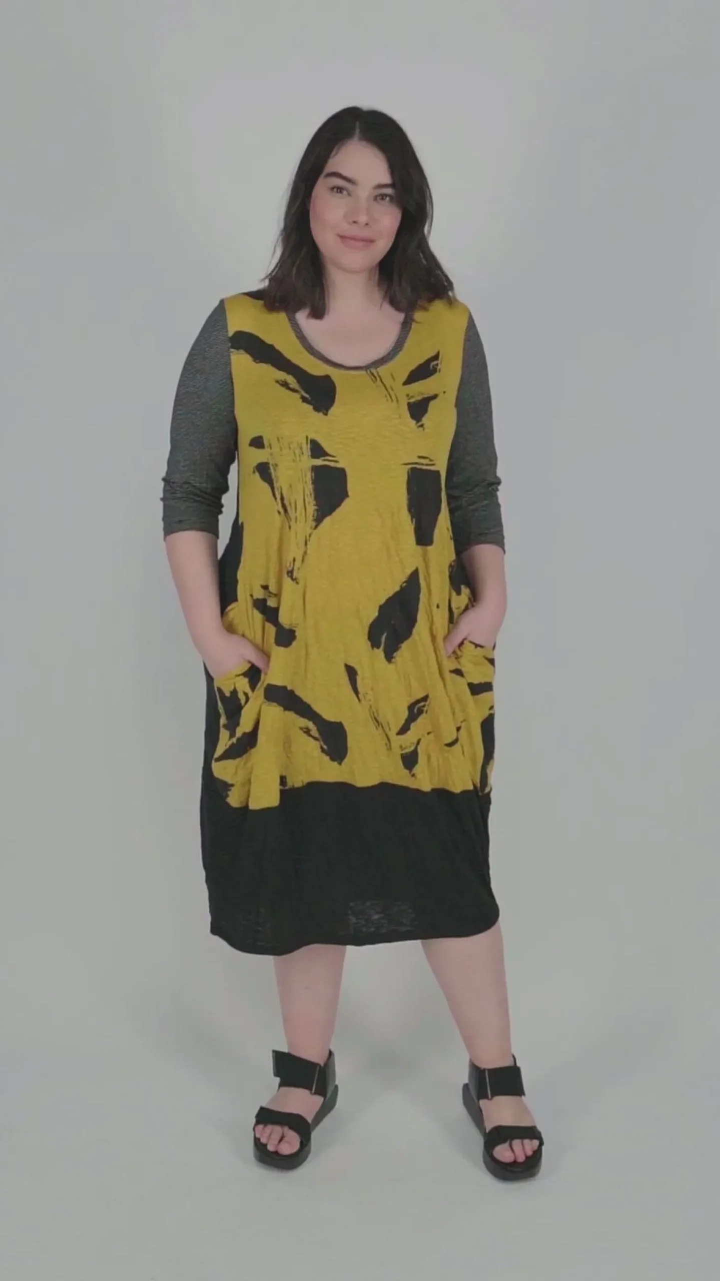 Women Alembika Ru Crinkle Cocoon Dress, Yellow