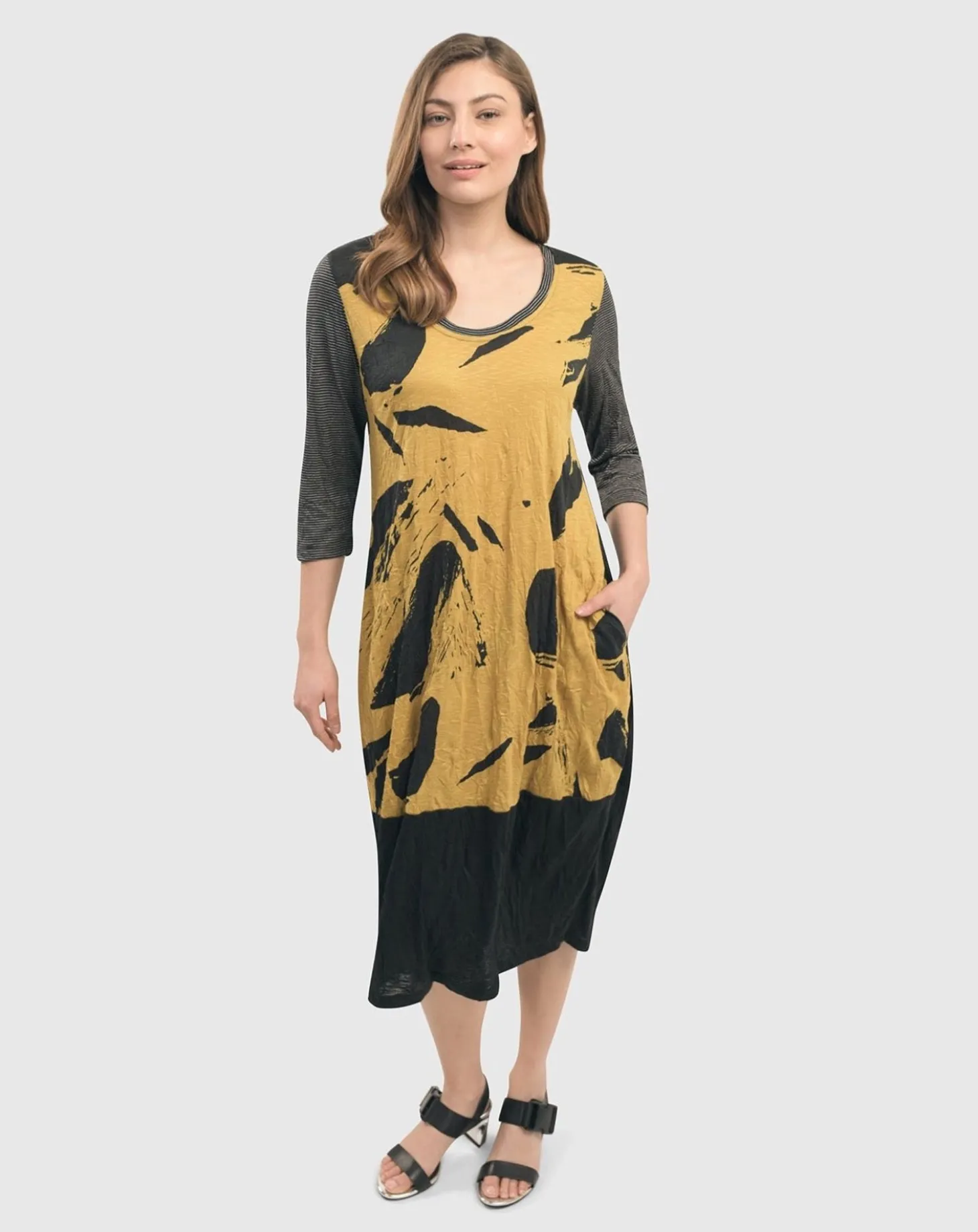 Women Alembika Ru Crinkle Cocoon Dress, Yellow