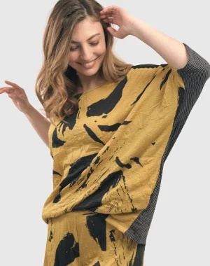 Women Alembika Ru Crinkle Dolman Top, Yellow