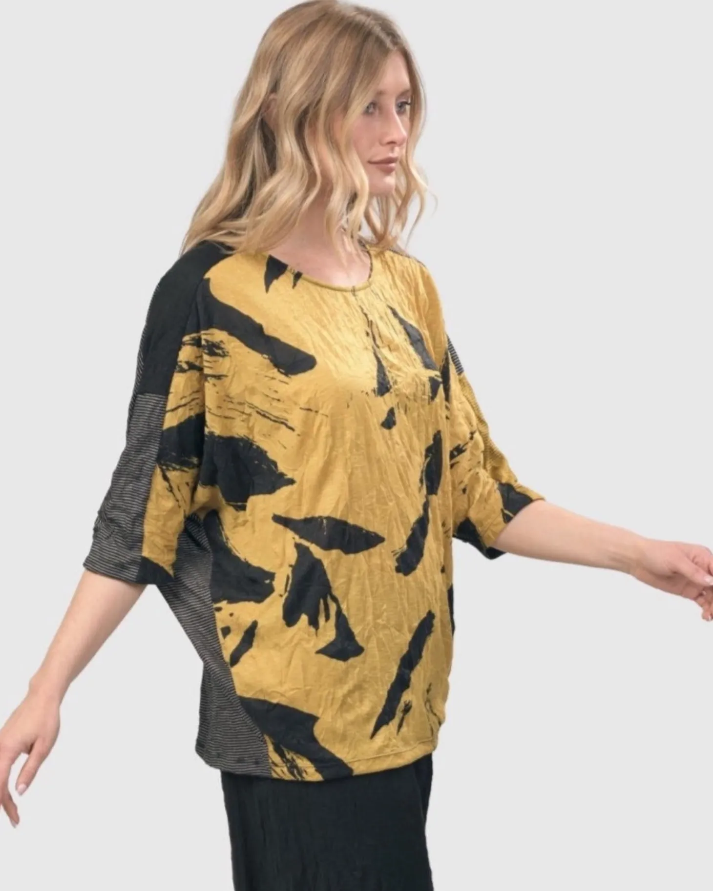 Women Alembika Ru Crinkle Dolman Top, Yellow