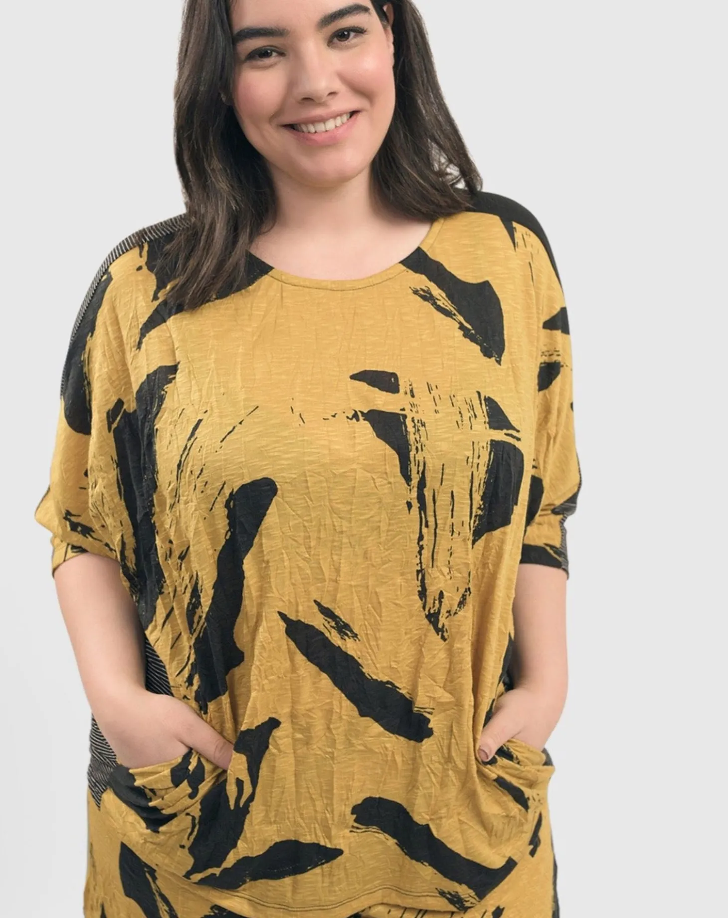 Women Alembika Ru Crinkle Dolman Top, Yellow