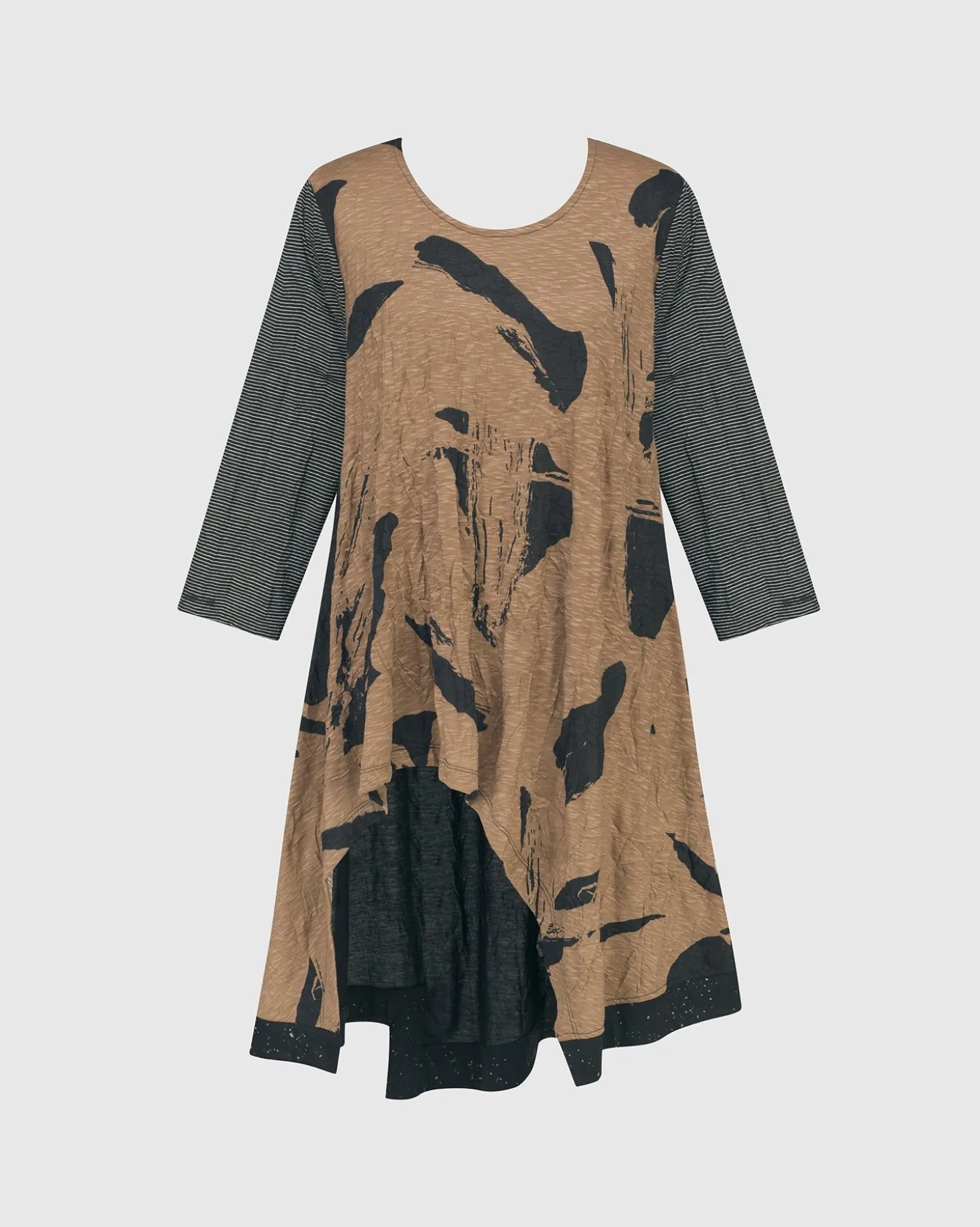 Women Alembika Ru Hi-Lo Crinkle Tunic Top, Sepia