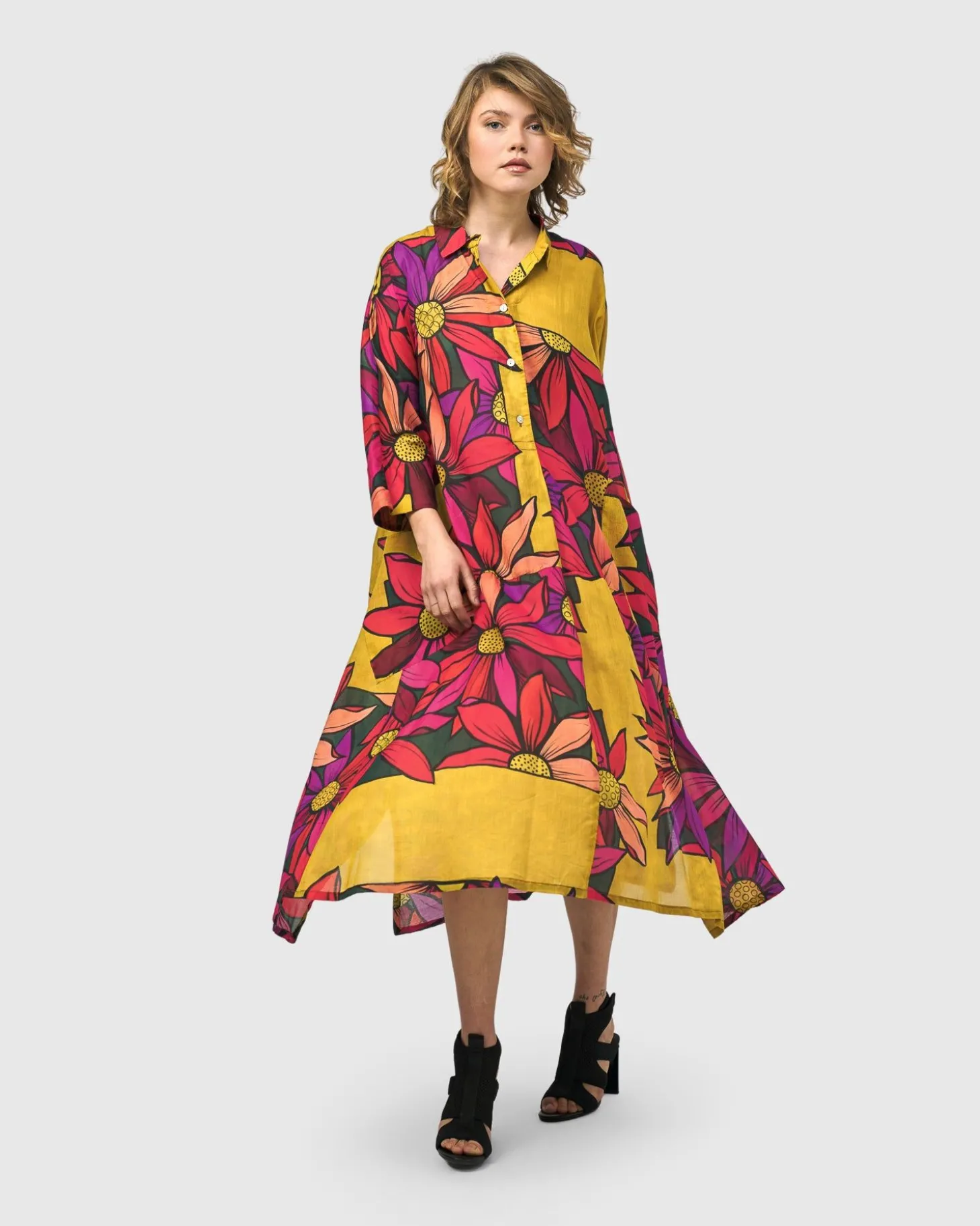 Women Alembika Saffron Shirt Dress, Bouquet