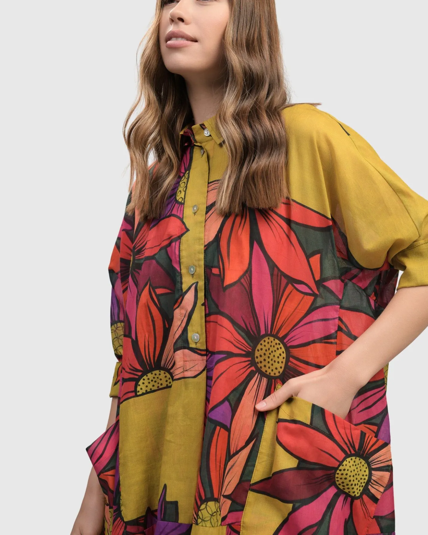 Women Alembika Saffron Shirt Dress, Bouquet