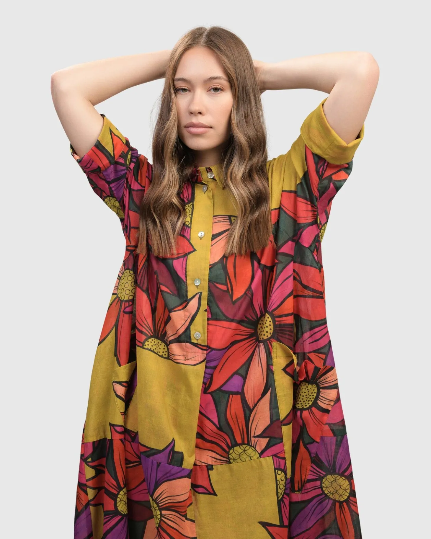 Women Alembika Saffron Shirt Dress, Bouquet