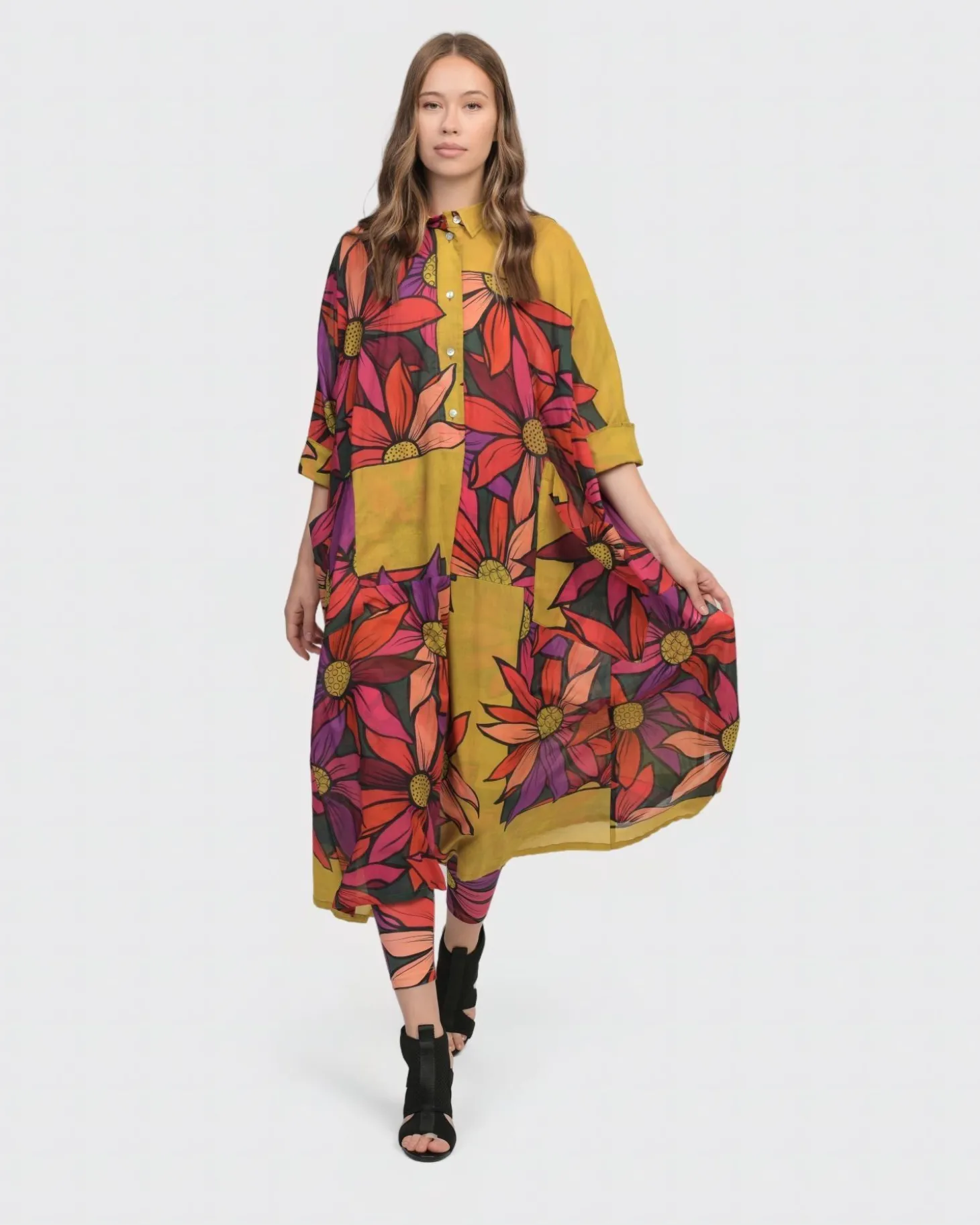 Women Alembika Saffron Shirt Dress, Bouquet