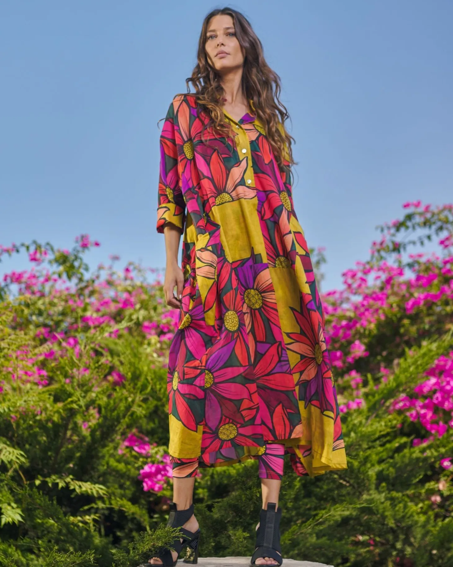 Women Alembika Saffron Shirt Dress, Bouquet