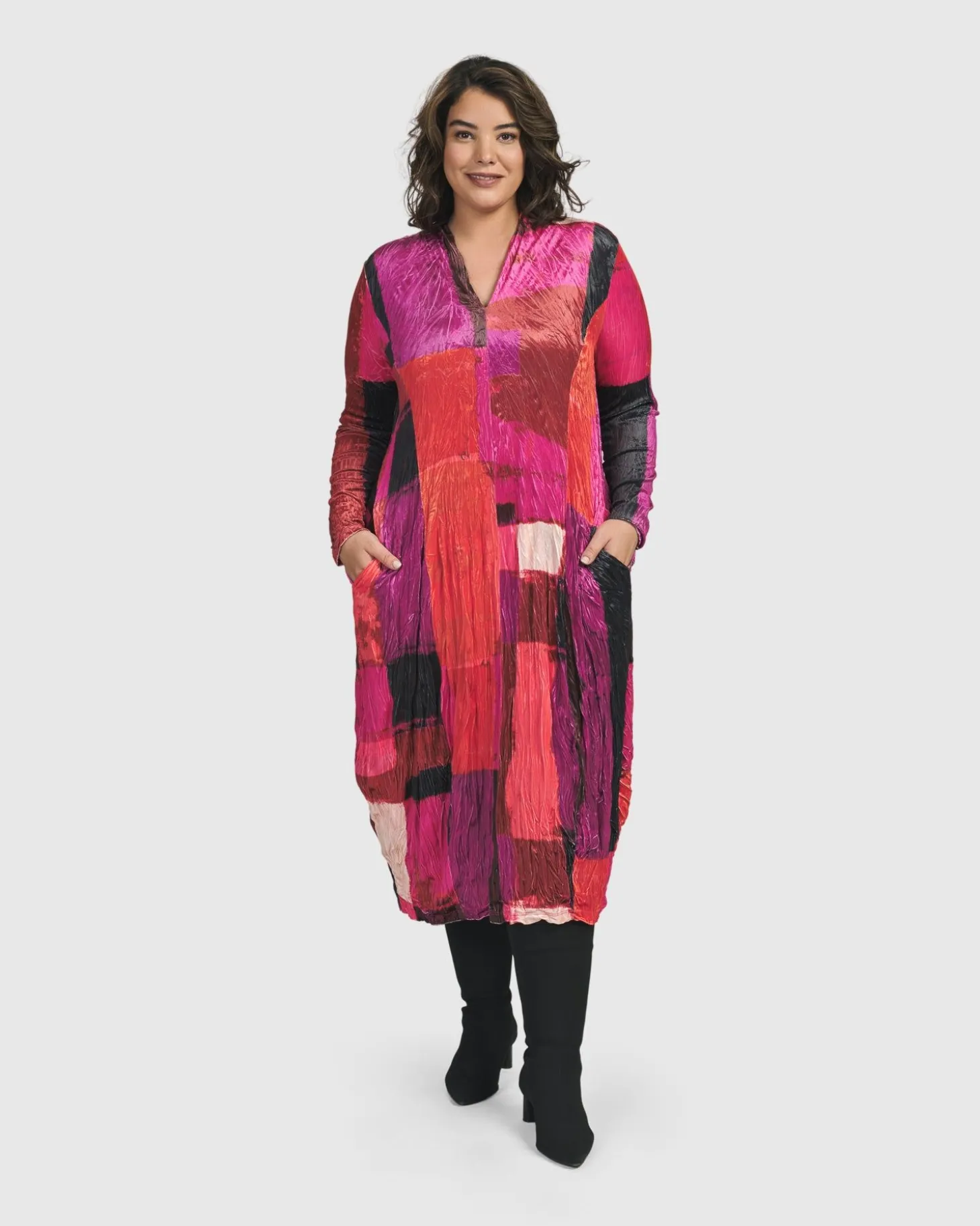 Women Alembika Sunset Strip Cocoon Dress, Magenta