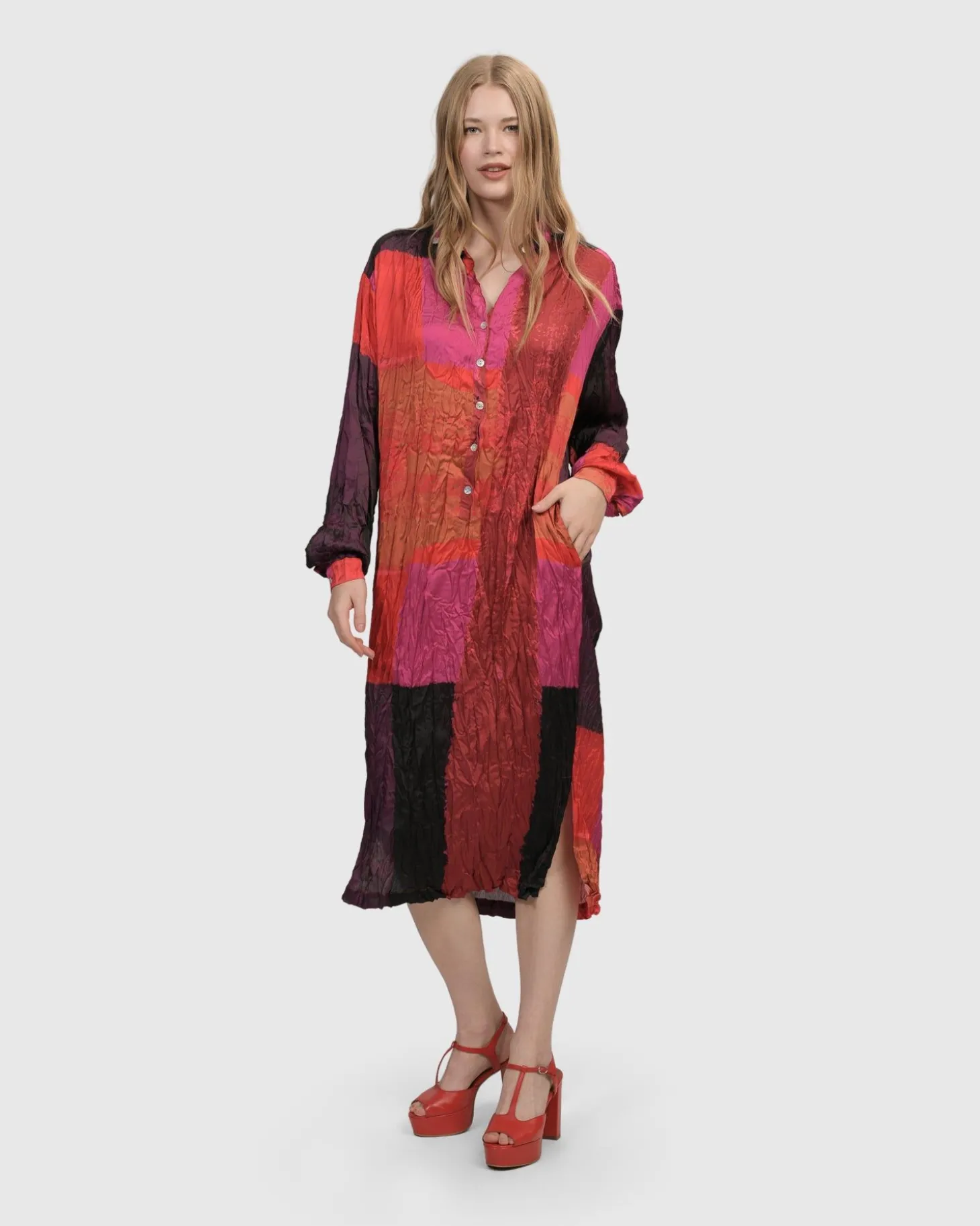 Women Alembika Sunset Strip Shirt Dress, Magenta