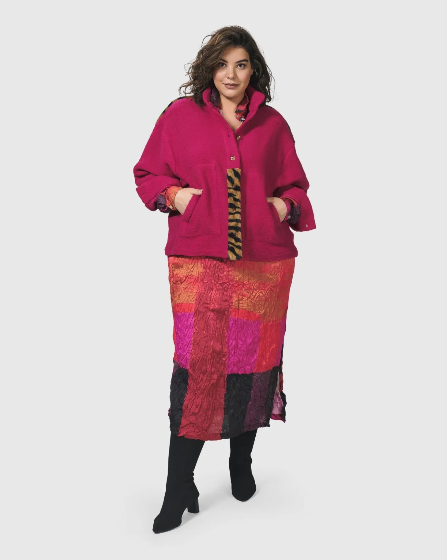 Women Alembika Sunset Strip Shirt Dress, Magenta