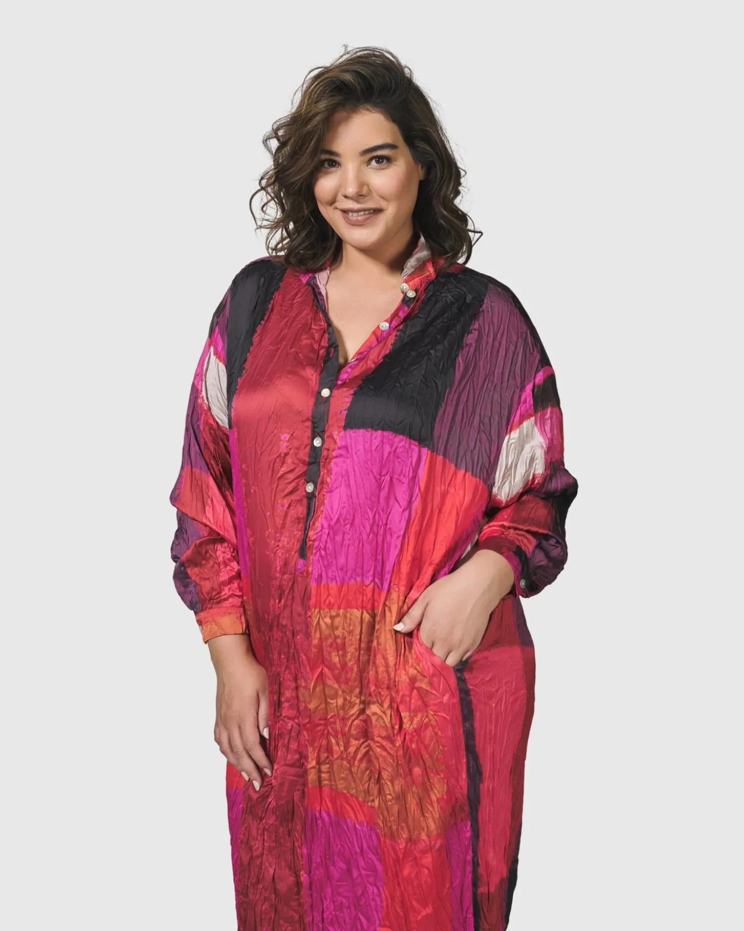 Women Alembika Sunset Strip Shirt Dress, Magenta