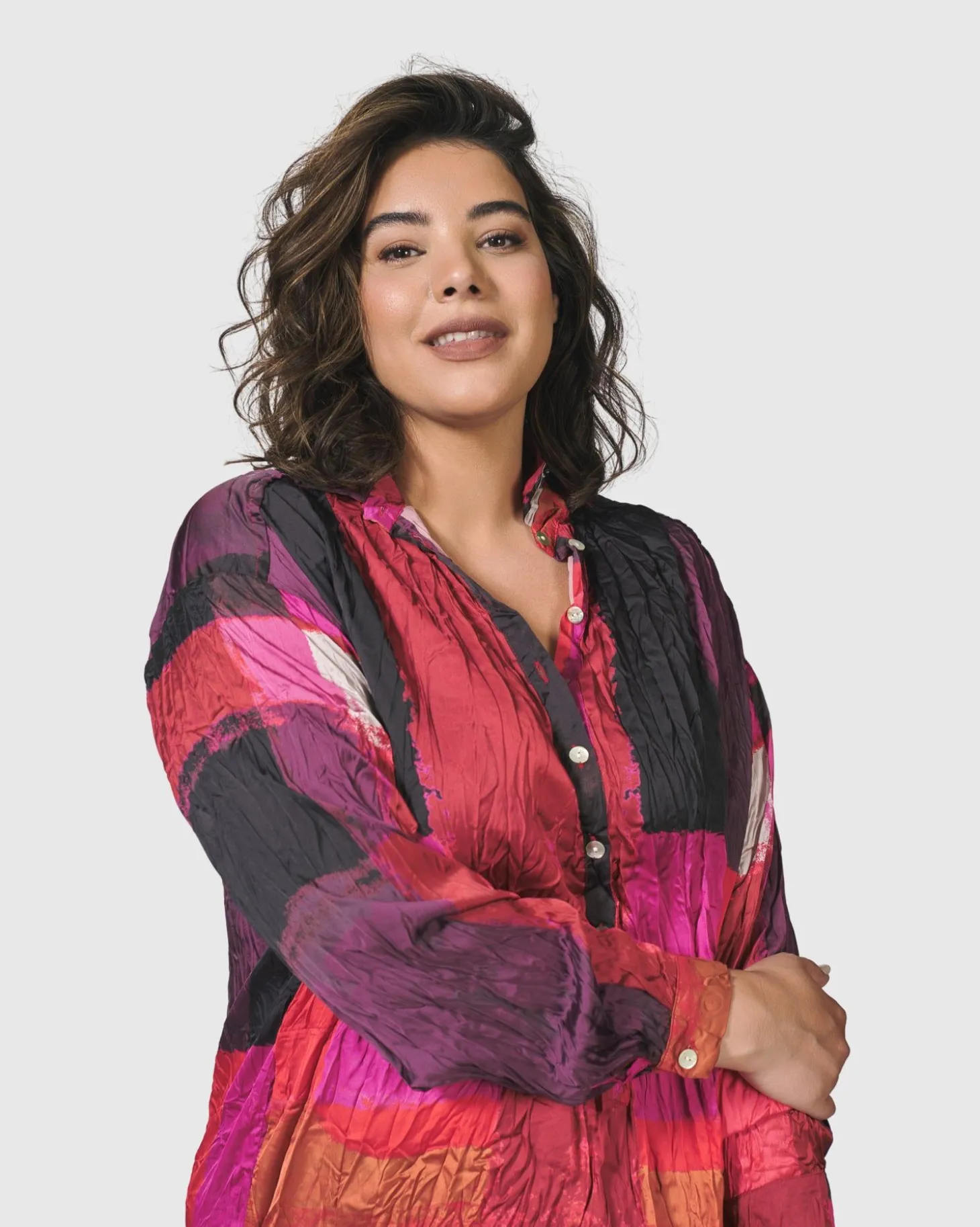 Women Alembika Sunset Strip Shirt Dress, Magenta