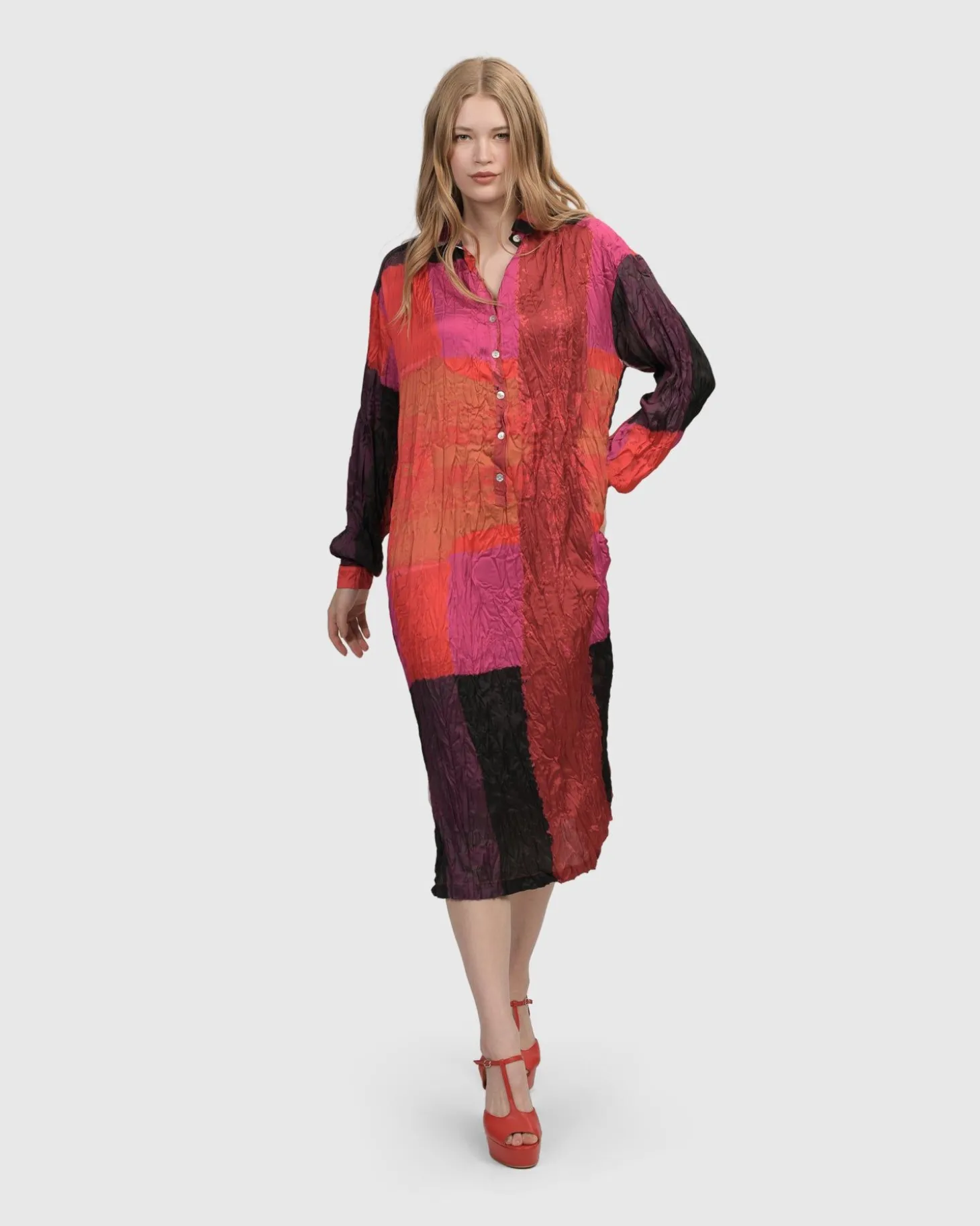 Women Alembika Sunset Strip Shirt Dress, Magenta
