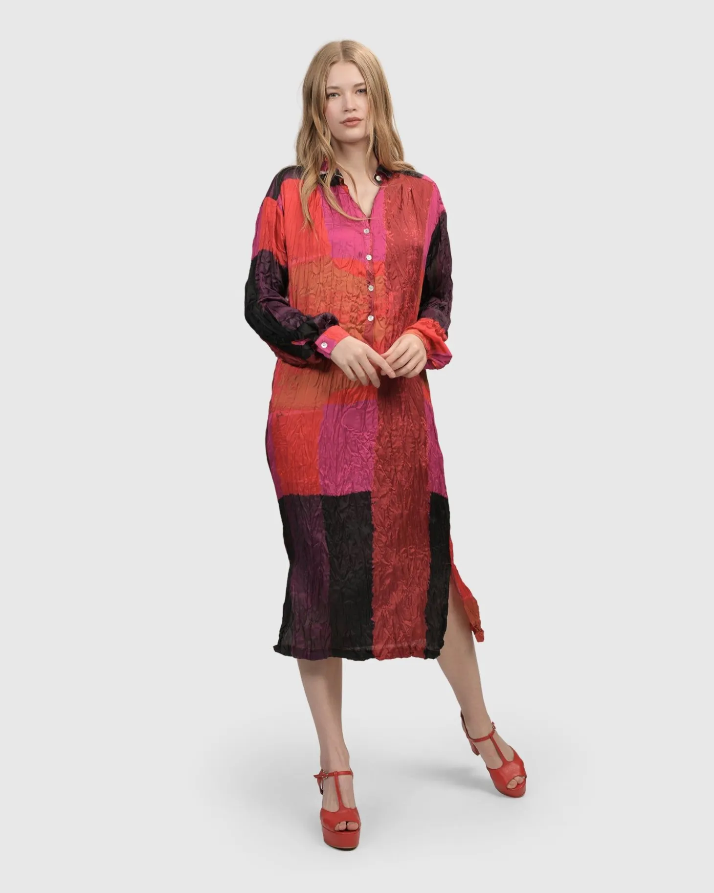 Women Alembika Sunset Strip Shirt Dress, Magenta