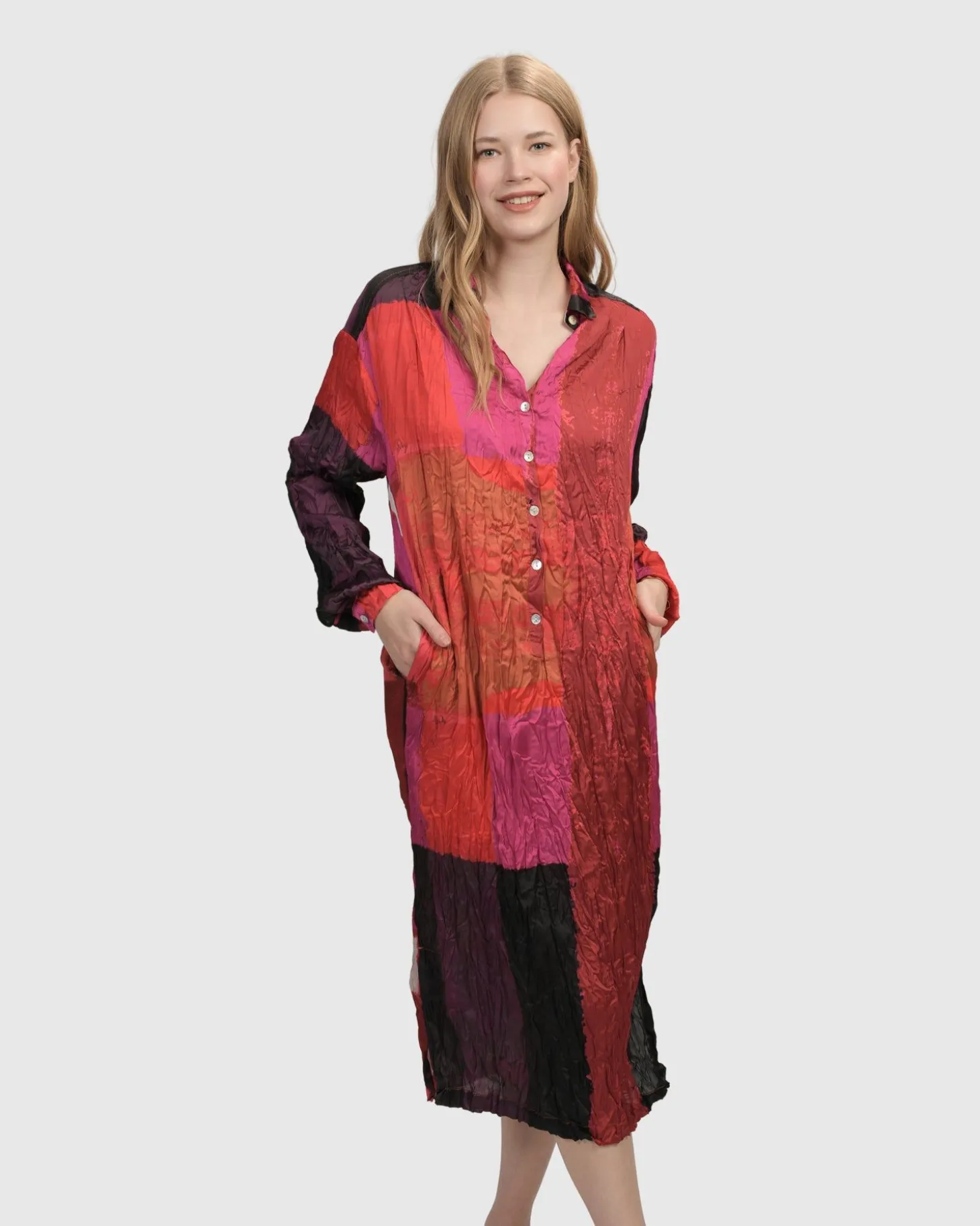 Women Alembika Sunset Strip Shirt Dress, Magenta