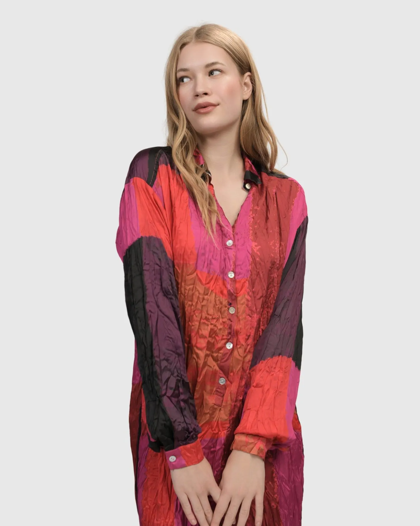 Women Alembika Sunset Strip Shirt Dress, Magenta
