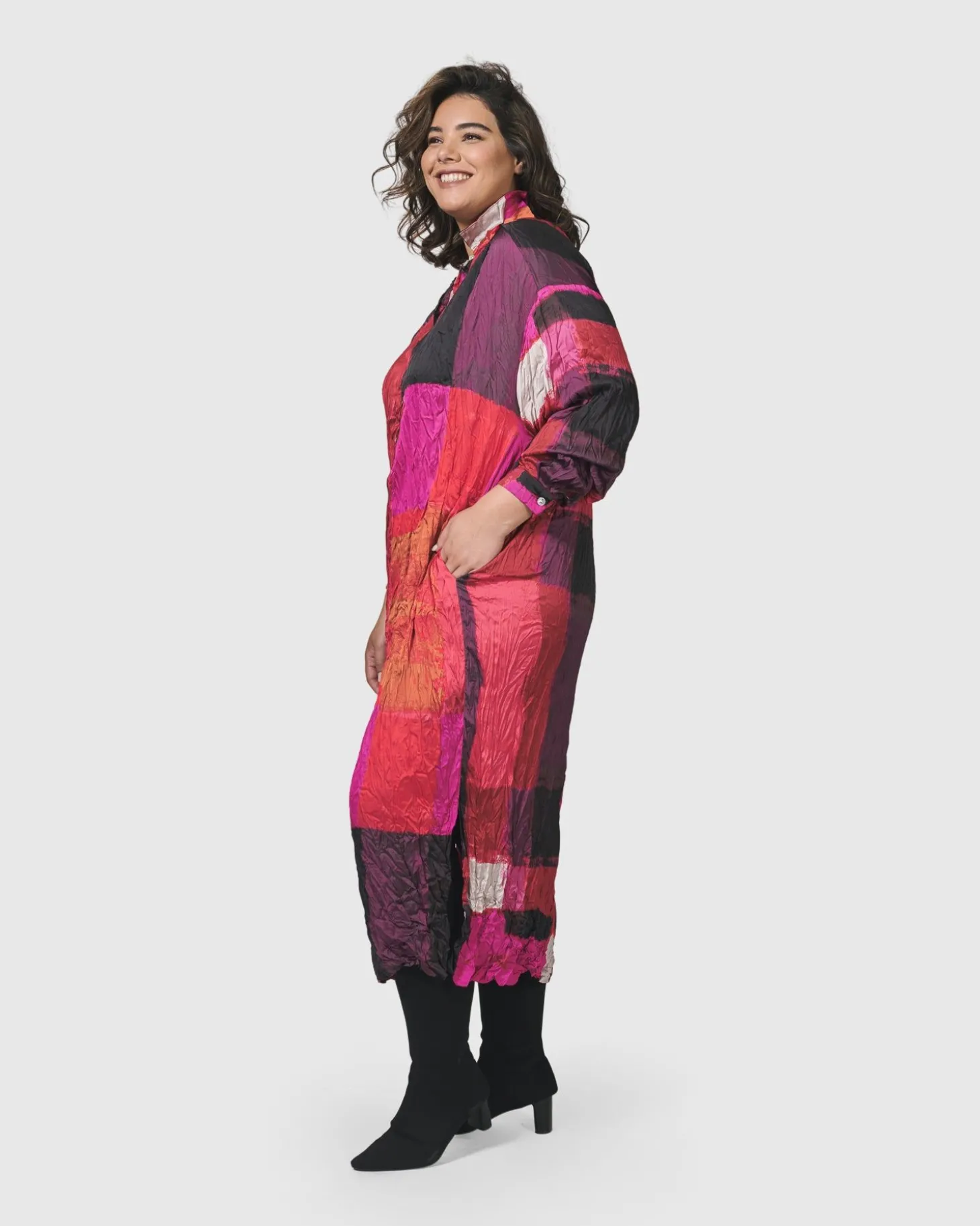 Women Alembika Sunset Strip Shirt Dress, Magenta