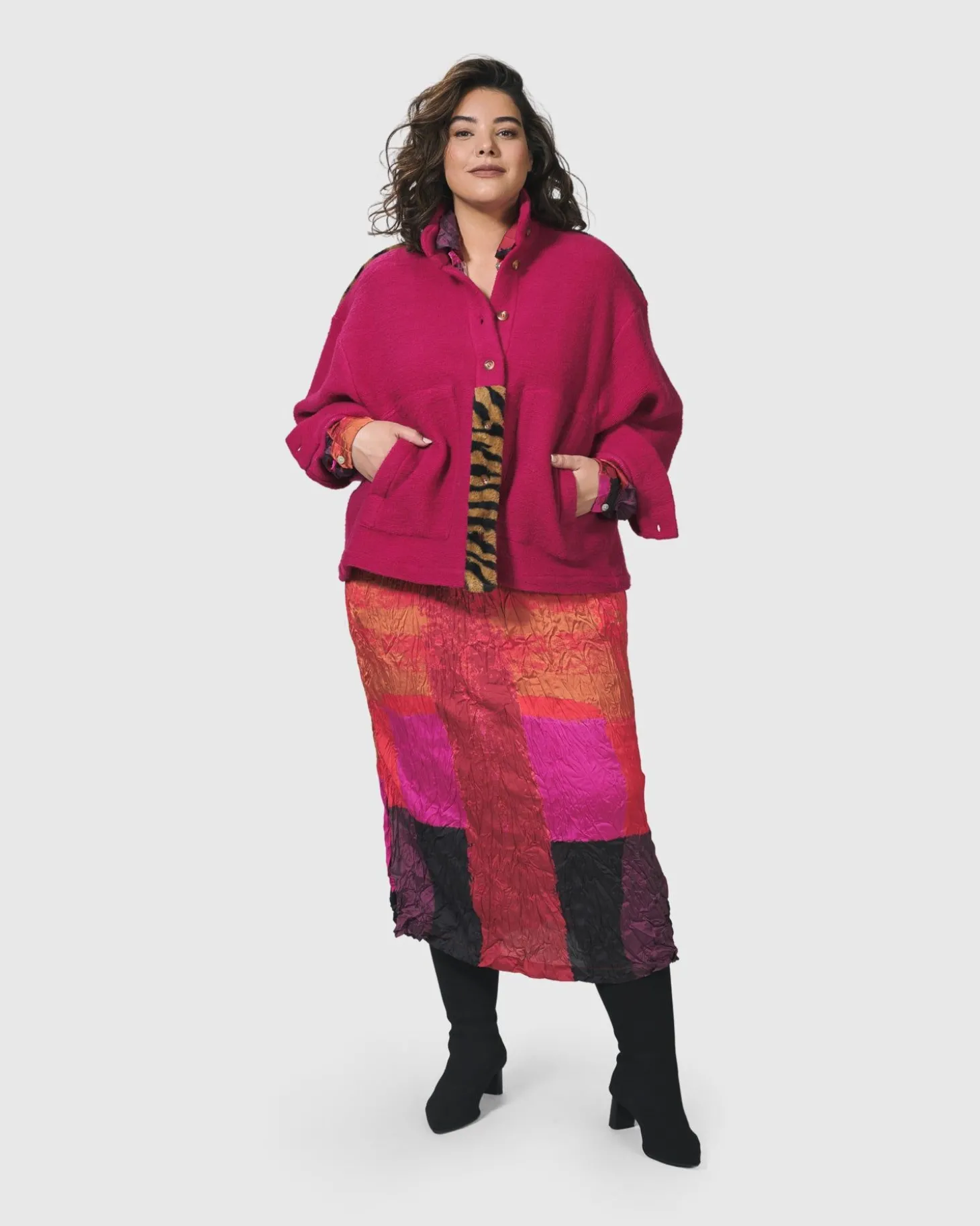 Women Alembika Sunset Strip Shirt Dress, Magenta