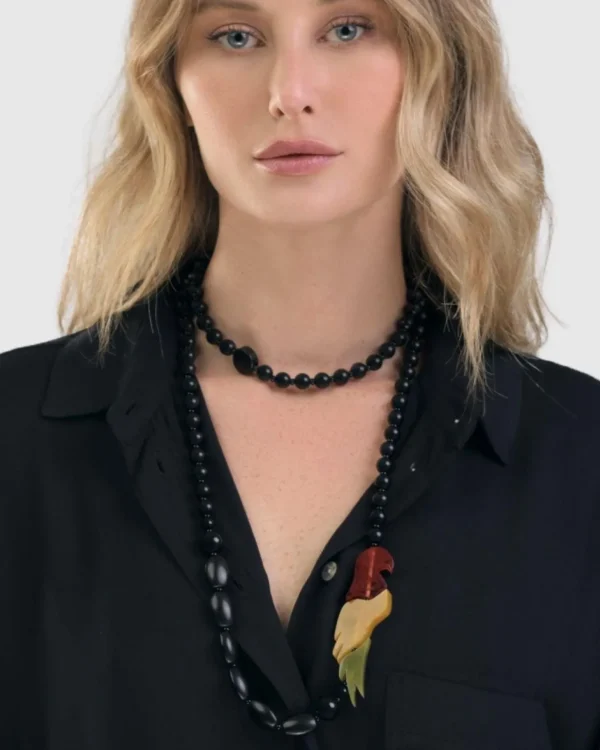 Women Alembika Tahiti Bird Bead Necklace, Multi/Black