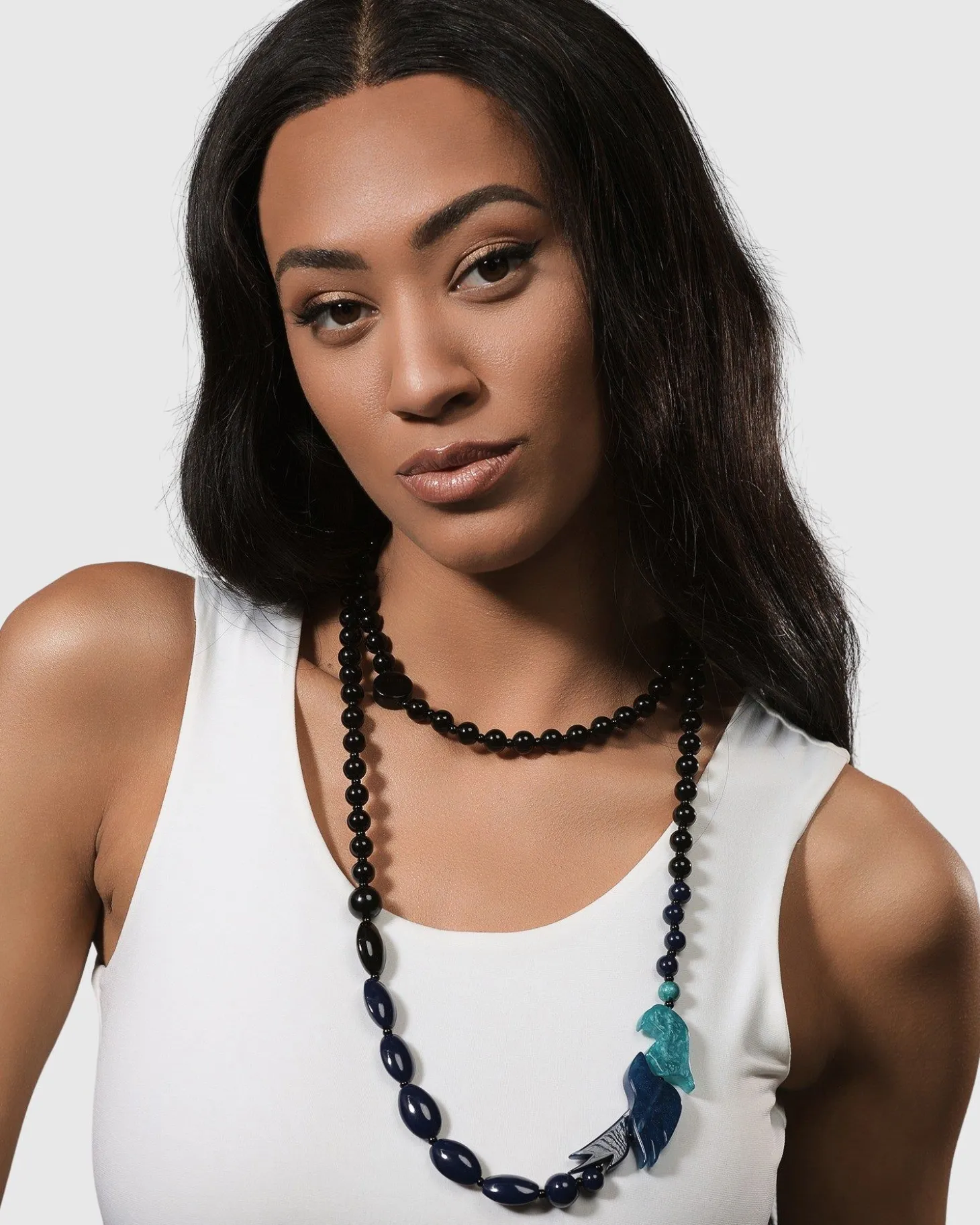 Women Alembika Tahiti Bird Bead Necklace, Blue