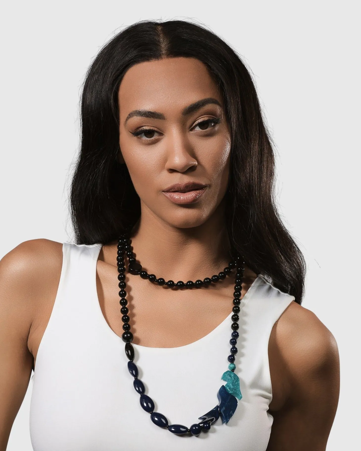 Women Alembika Tahiti Bird Bead Necklace, Blue
