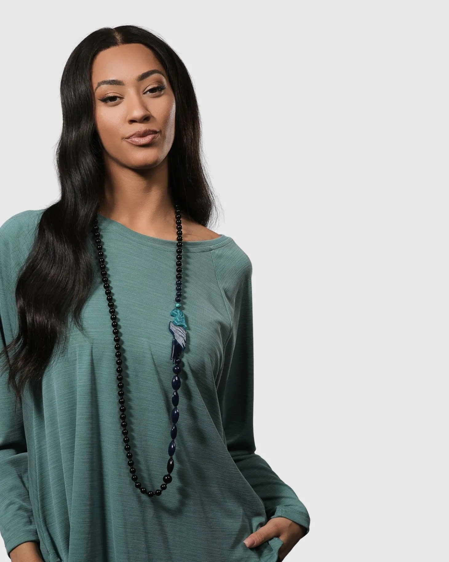 Women Alembika Tahiti Bird Bead Necklace, Blue