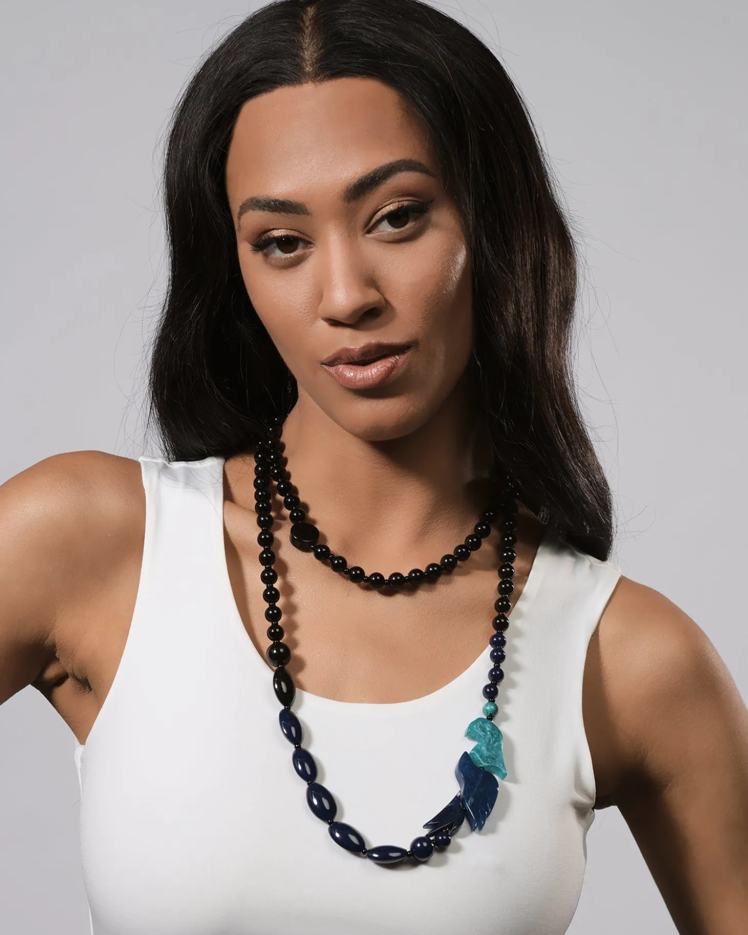 Women Alembika Tahiti Bird Bead Necklace, Blue