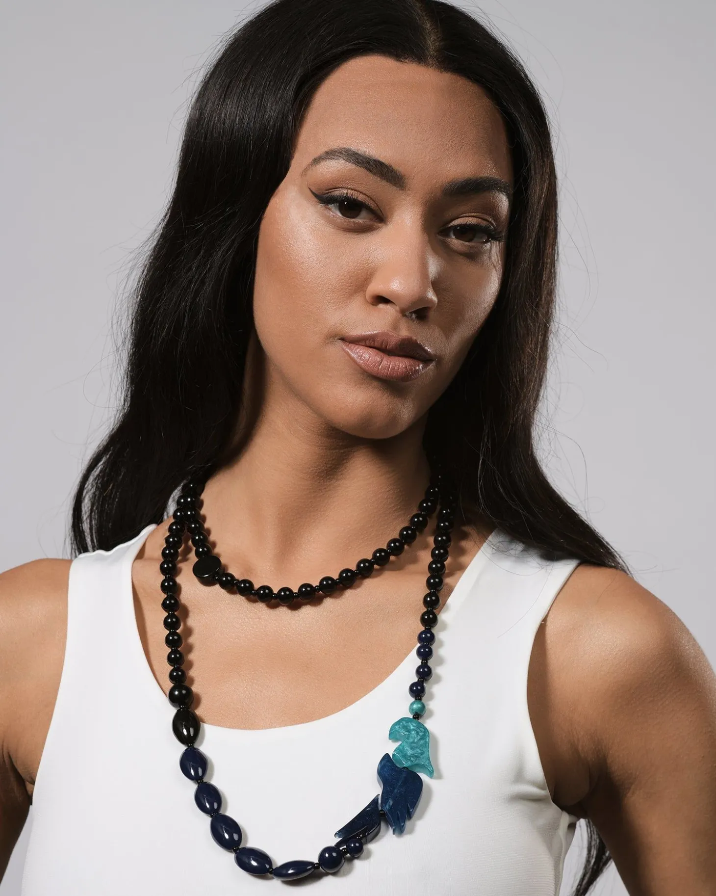 Women Alembika Tahiti Bird Bead Necklace, Blue