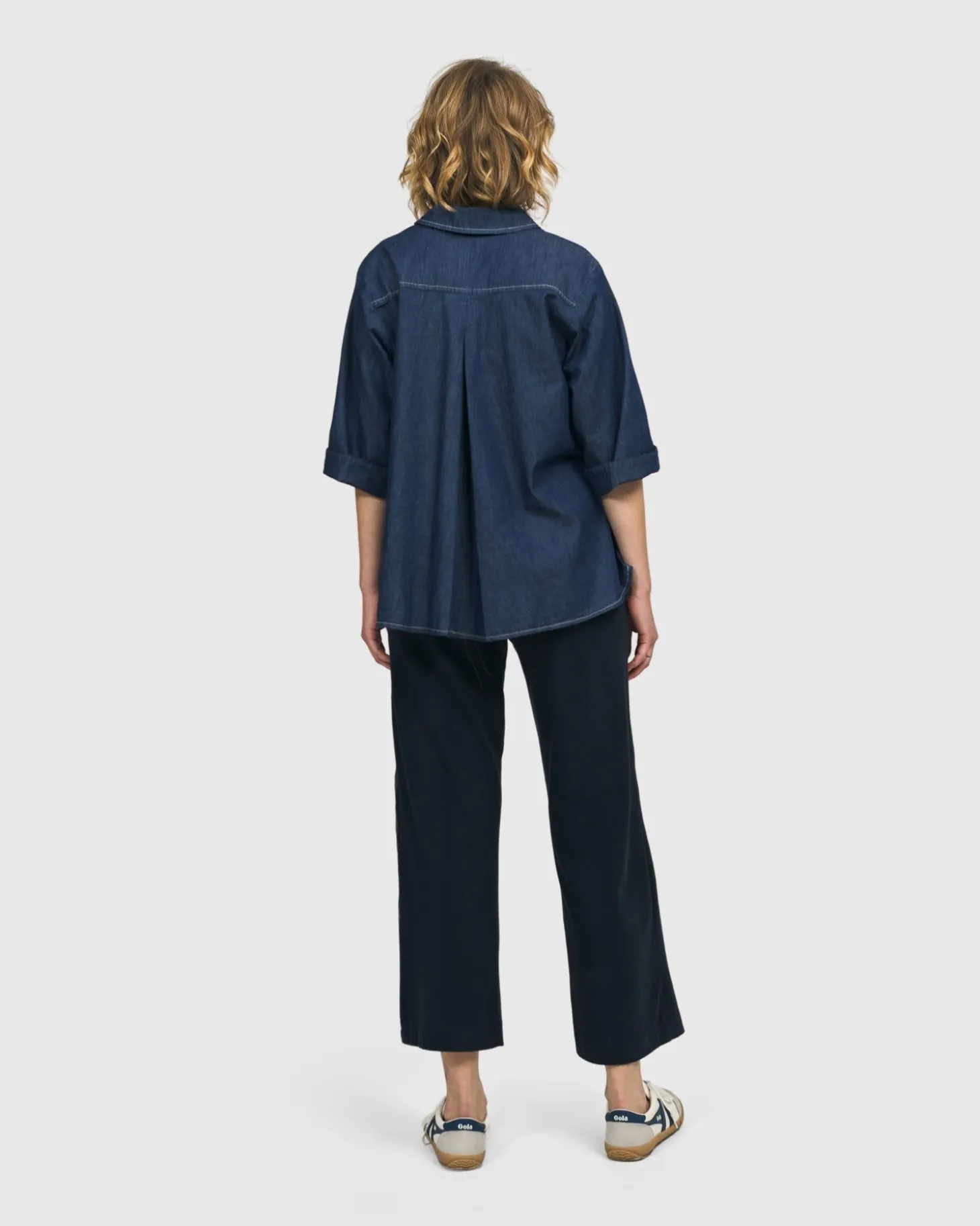Women Alembika Tallahassee Popover Blouse, Denim