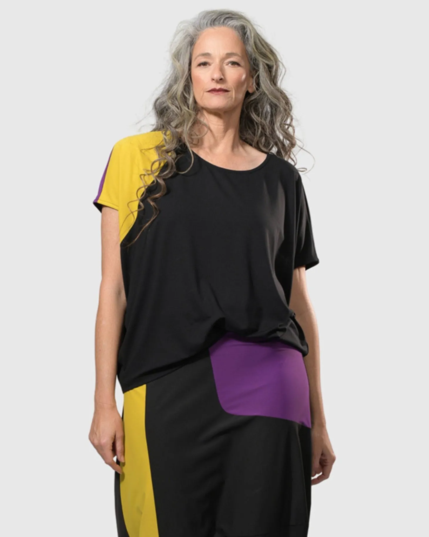 Women Alembika Tekbika Bliss Boxy Top, Multi (Yellow/Purple)