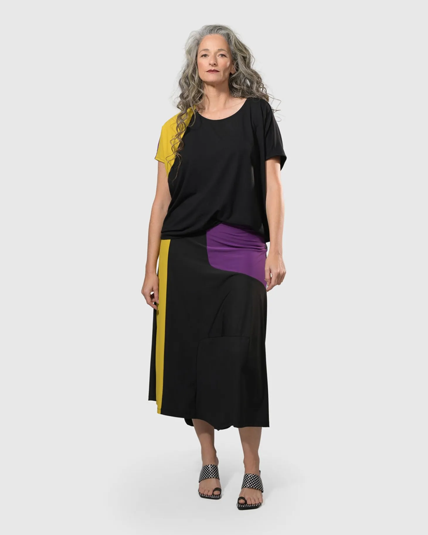 Women Alembika Tekbika Bliss Boxy Top, Multi (Yellow/Purple)