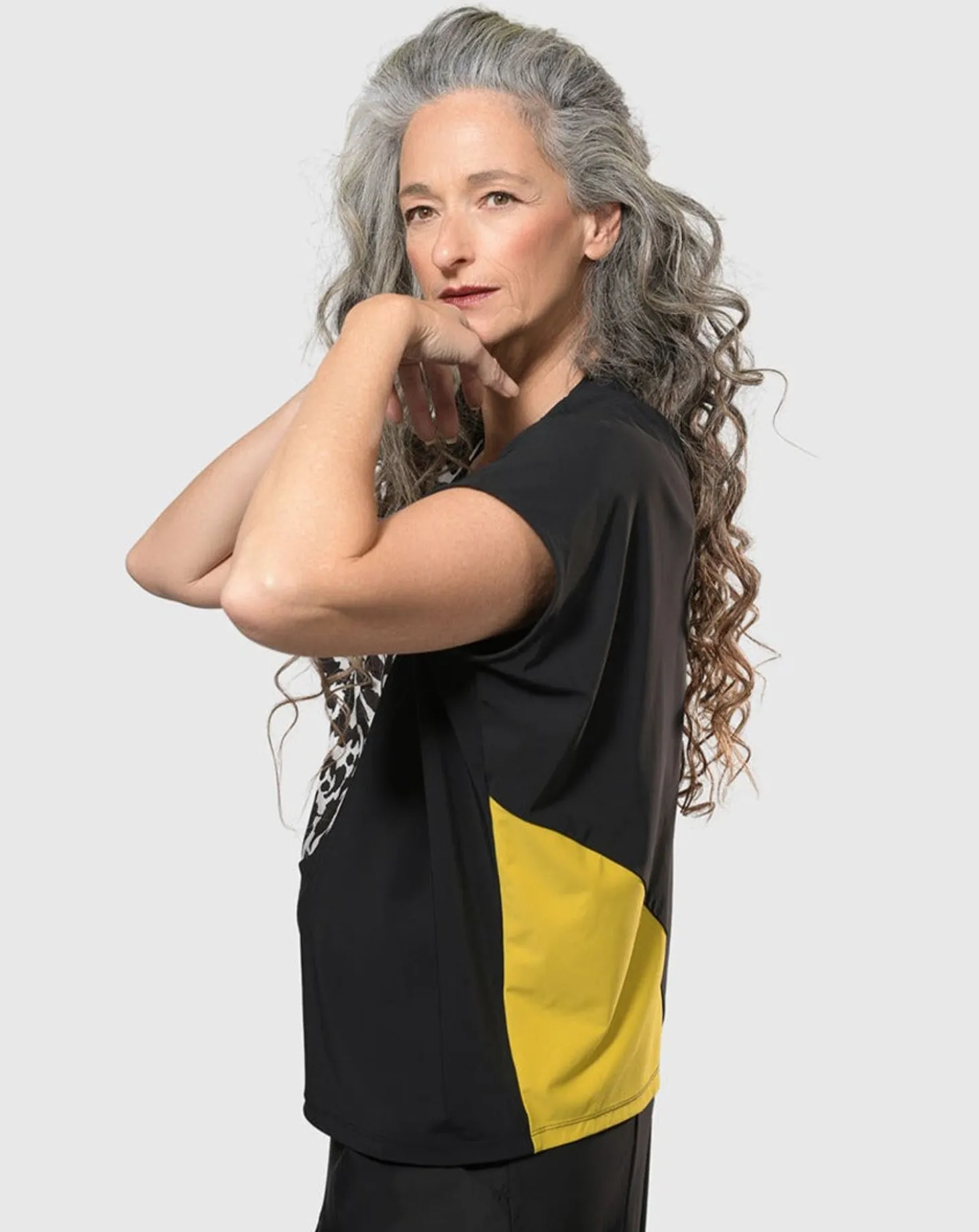 Women Alembika Tekbika Bliss Boxy Top, Yellow/Print