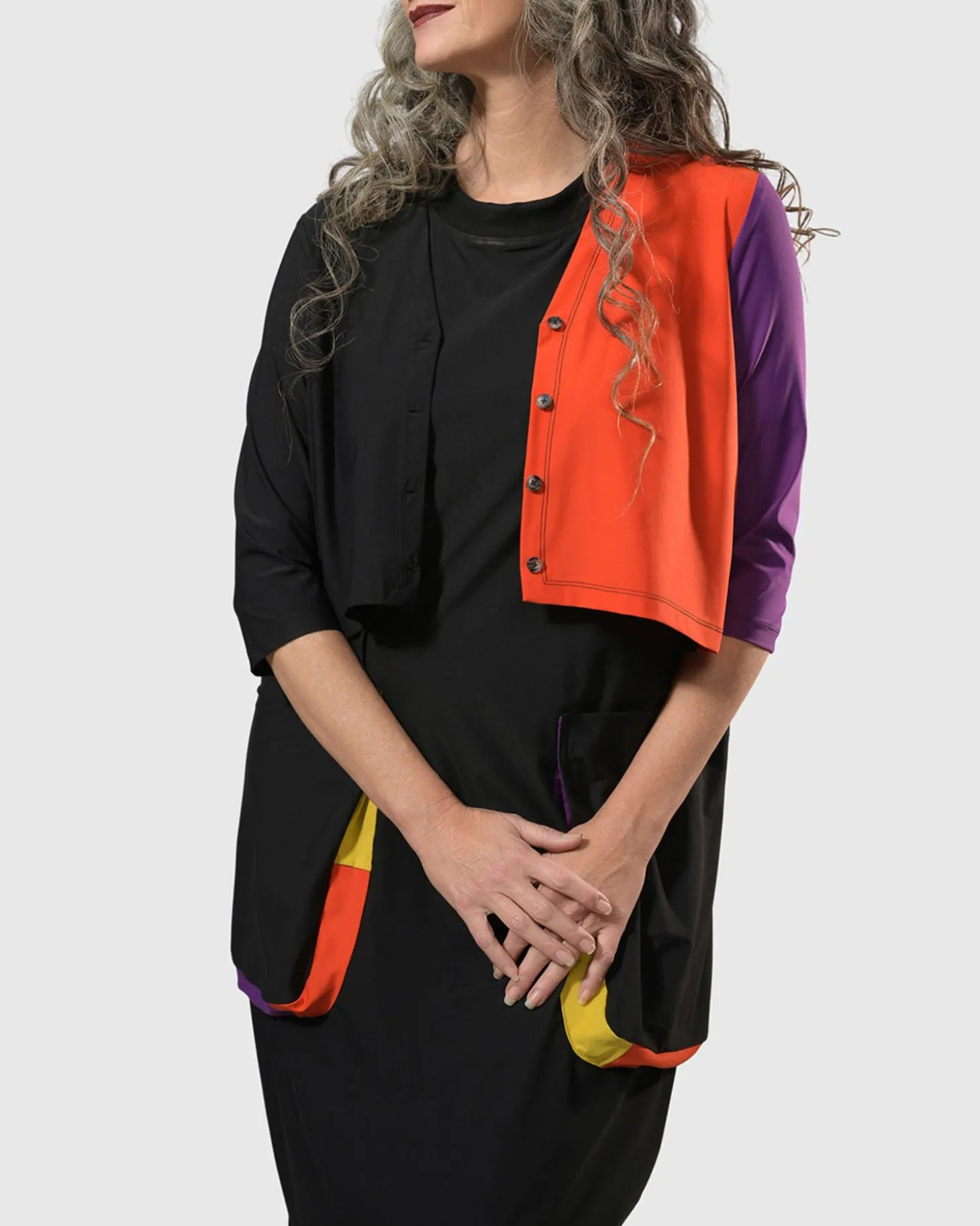 Women Alembika Tekbika Colorblock Crop Cardigan Jacket, Multi