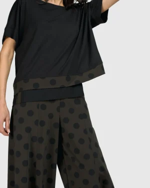 Women Alembika Tekbika Dots Boxy Top, Khaki