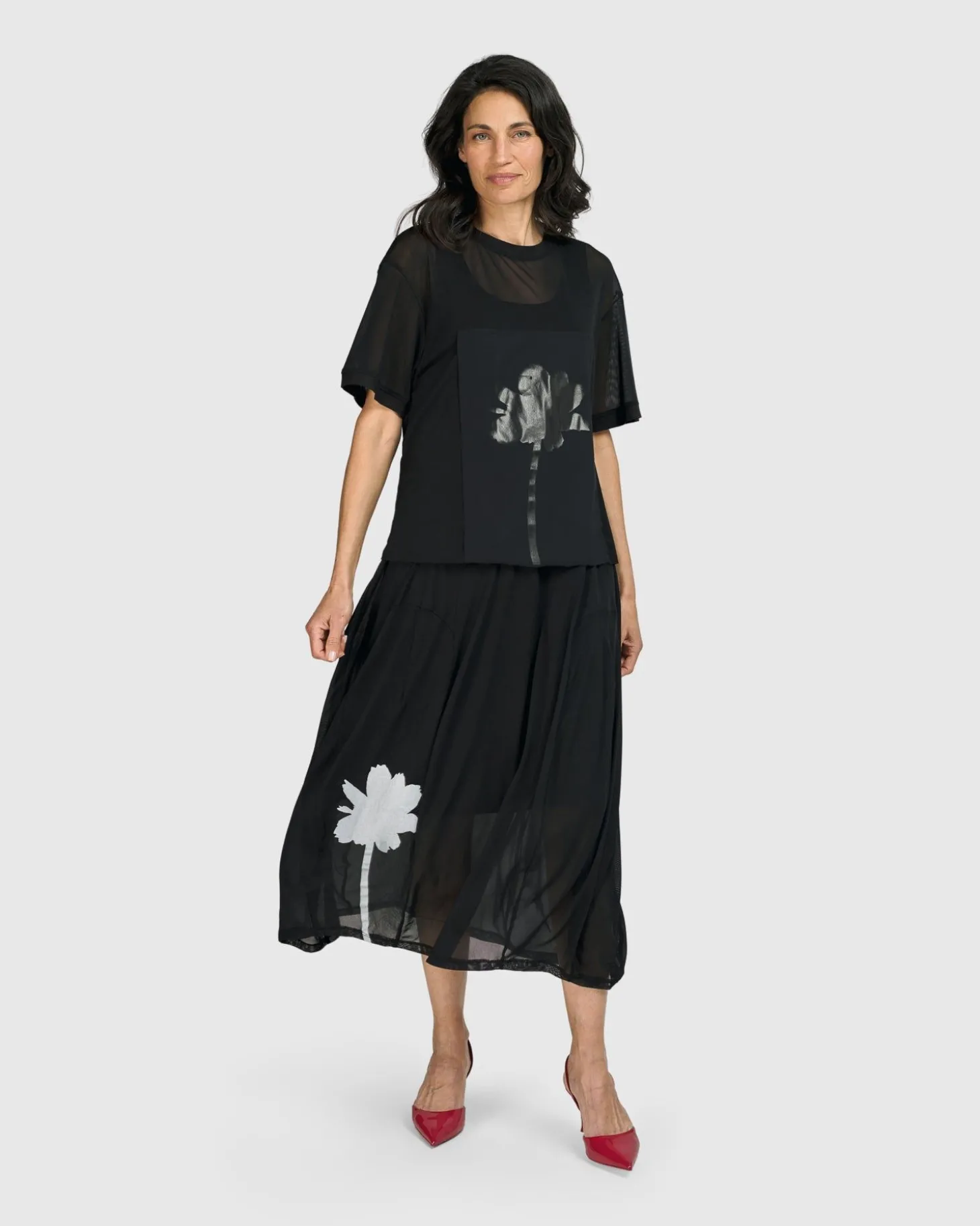 Women Alembika Tekbika Edith Mesh Tee, Flower