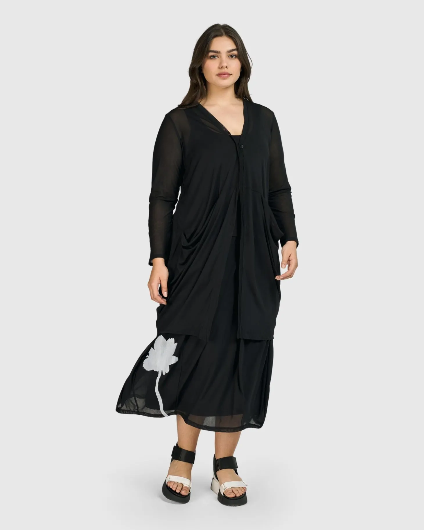 Women Alembika Tekbika Essential Draped Cocoon Jacket, Mesh