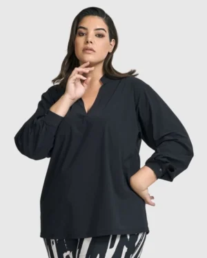 Women Alembika Trinity V-Neck Pullover Top, Black