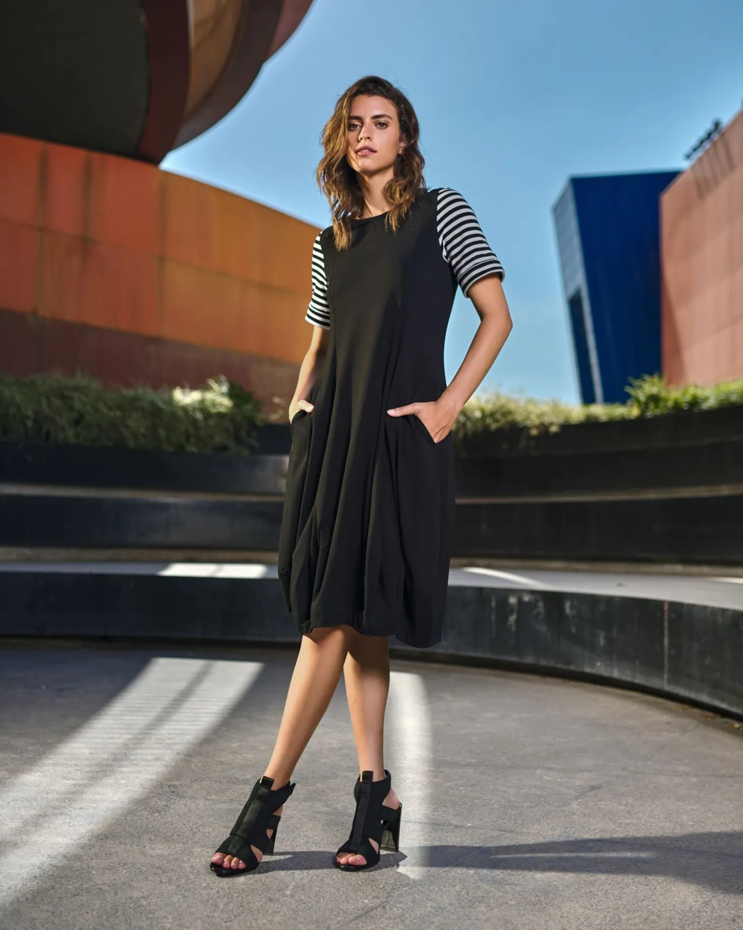Women Alembika Urban Daytime Cocoon Dress, Stripes