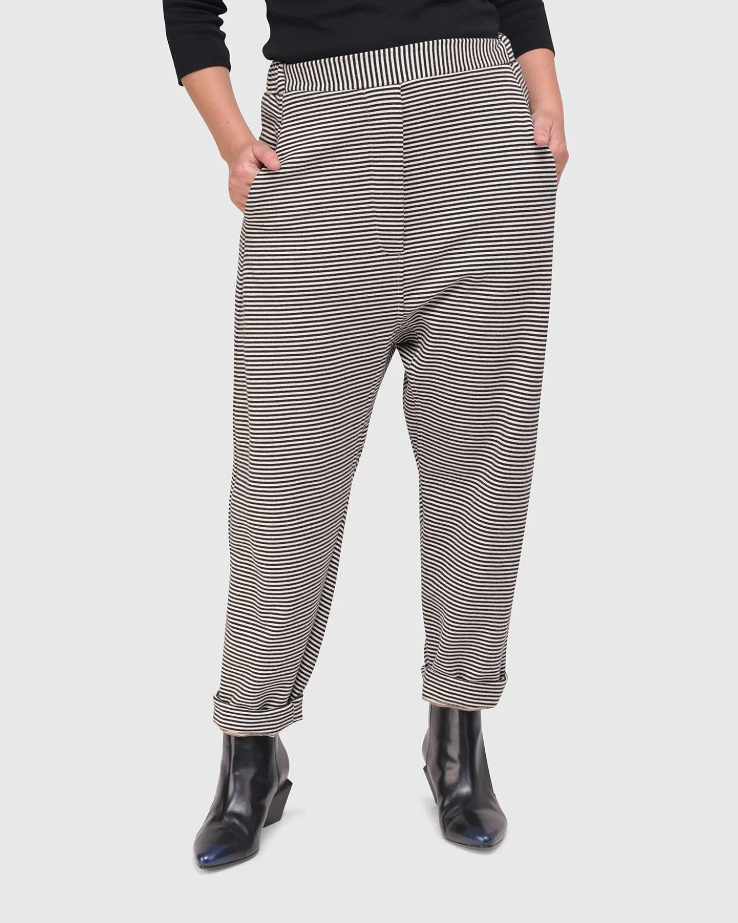 Women Alembika Urban French Terry Trousers, Stripe