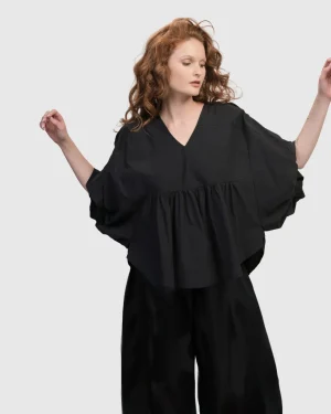 Women Alembika Urban It-Girl Butterfly Blouse, Black