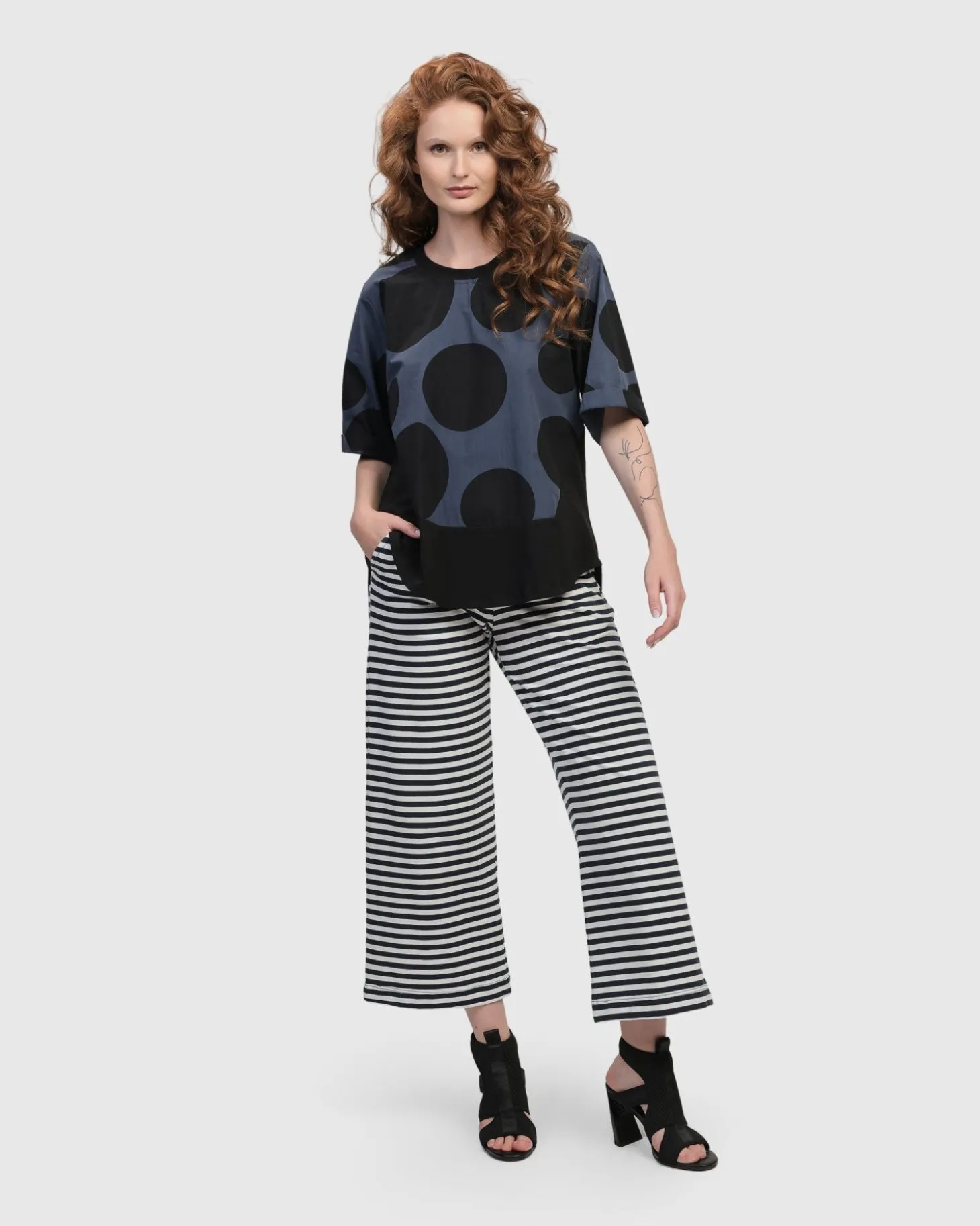 Women Alembika Urban Lagoa Striped Pants, Navy