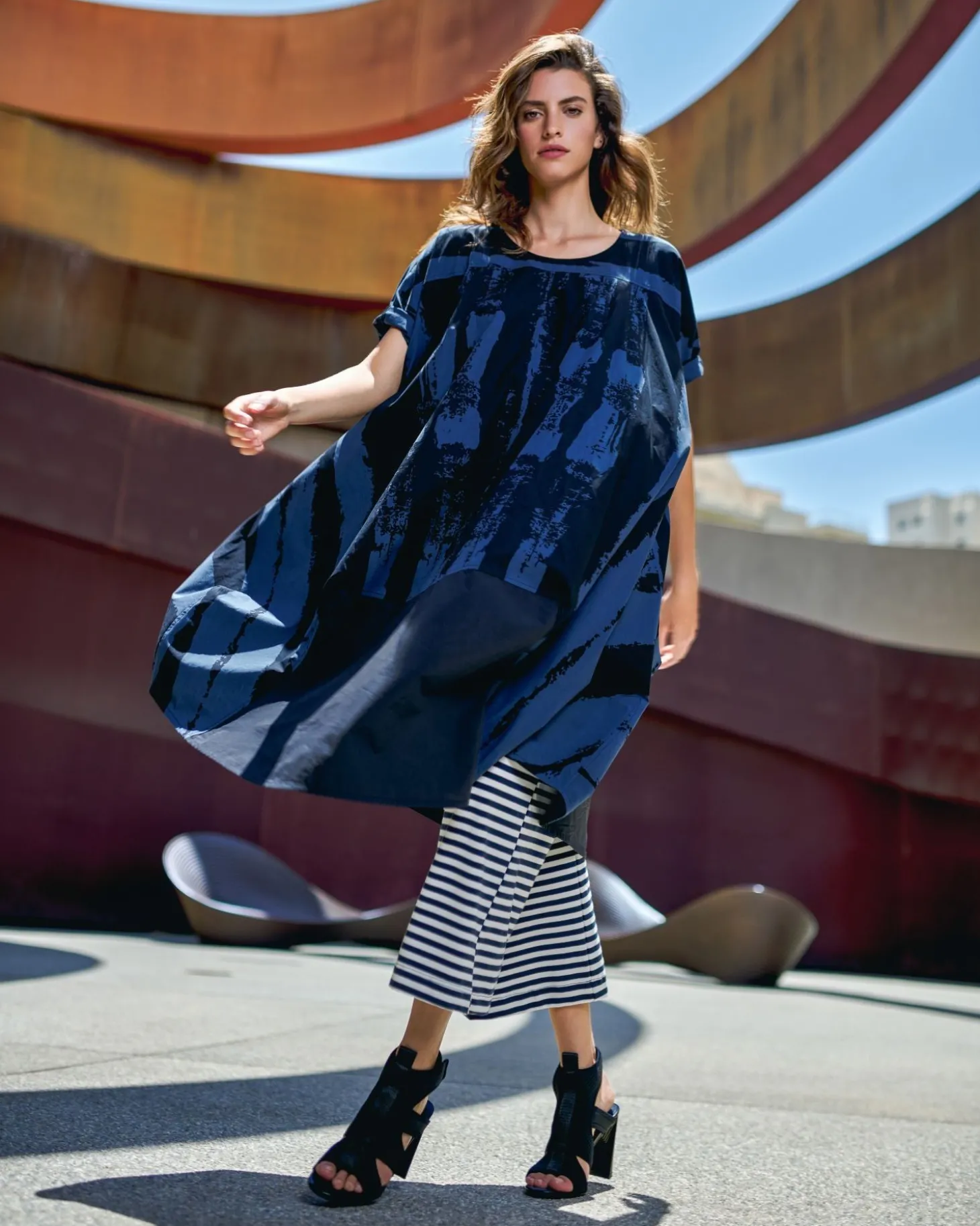 Women Alembika Urban Lagoa Striped Pants, Navy