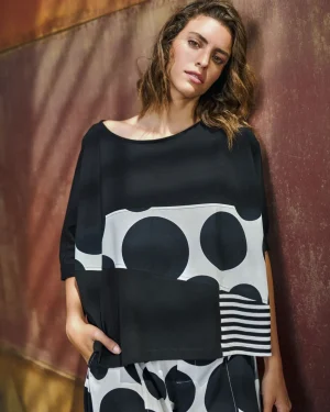 Women Alembika Urban Rockefeller Dots Boxy Tee, Mono