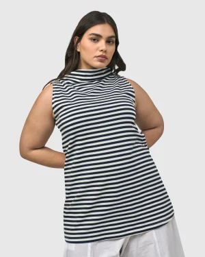 Women Alembika Urban Sleeveless Mockneck Top, Navy
