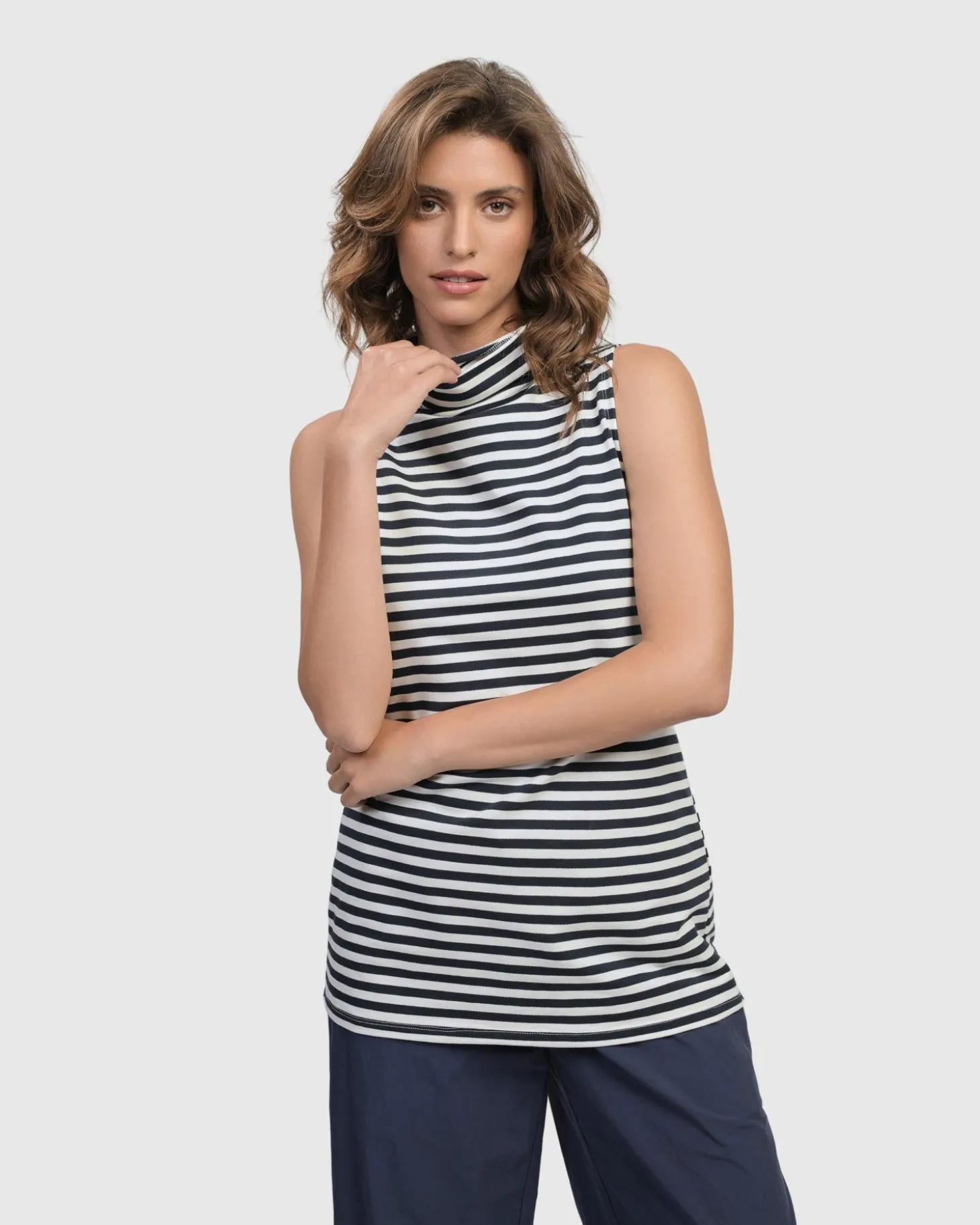 Women Alembika Urban Sleeveless Mockneck Top, Navy