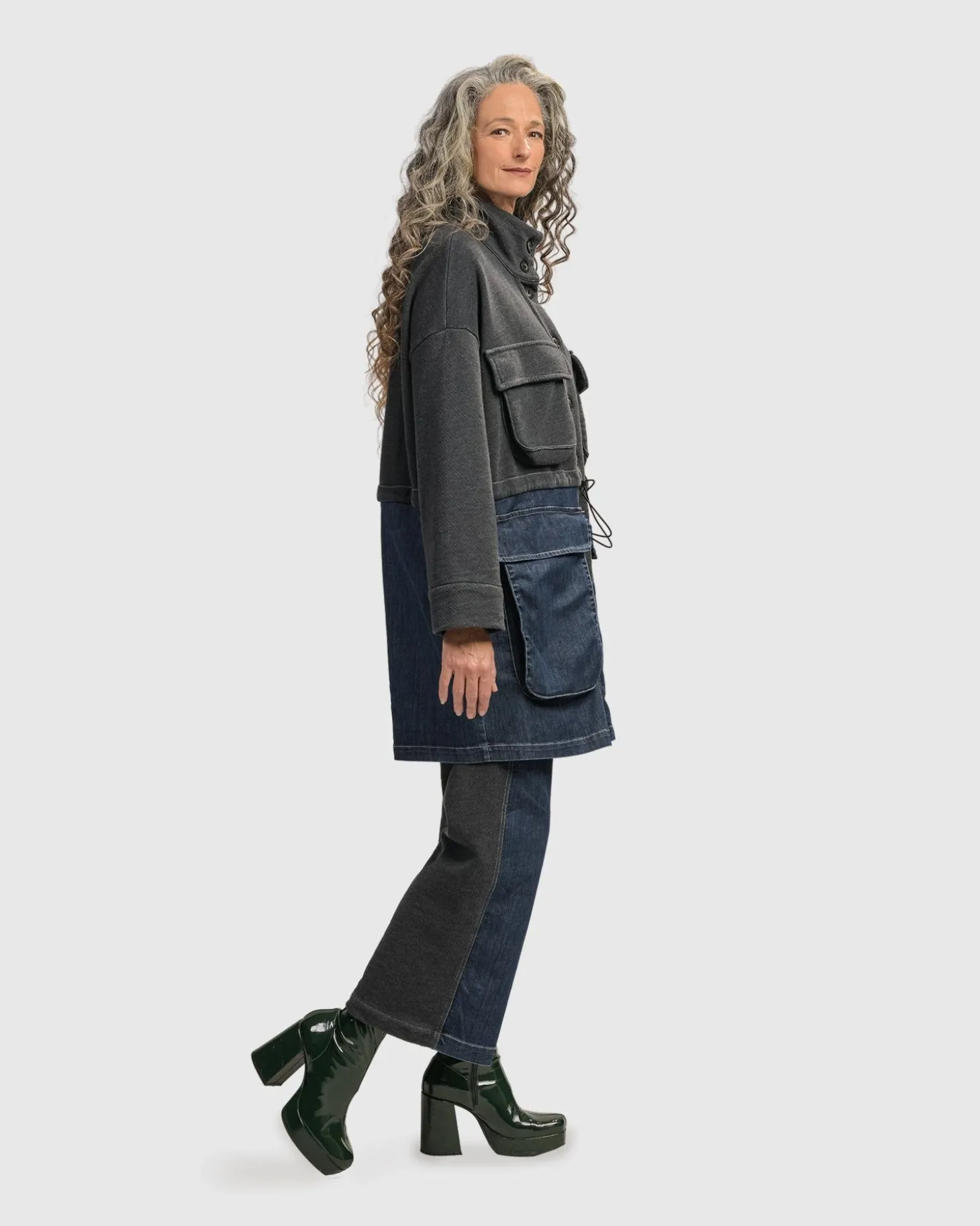 Women Alembika Urban Strut Boxy Coat, Denim
