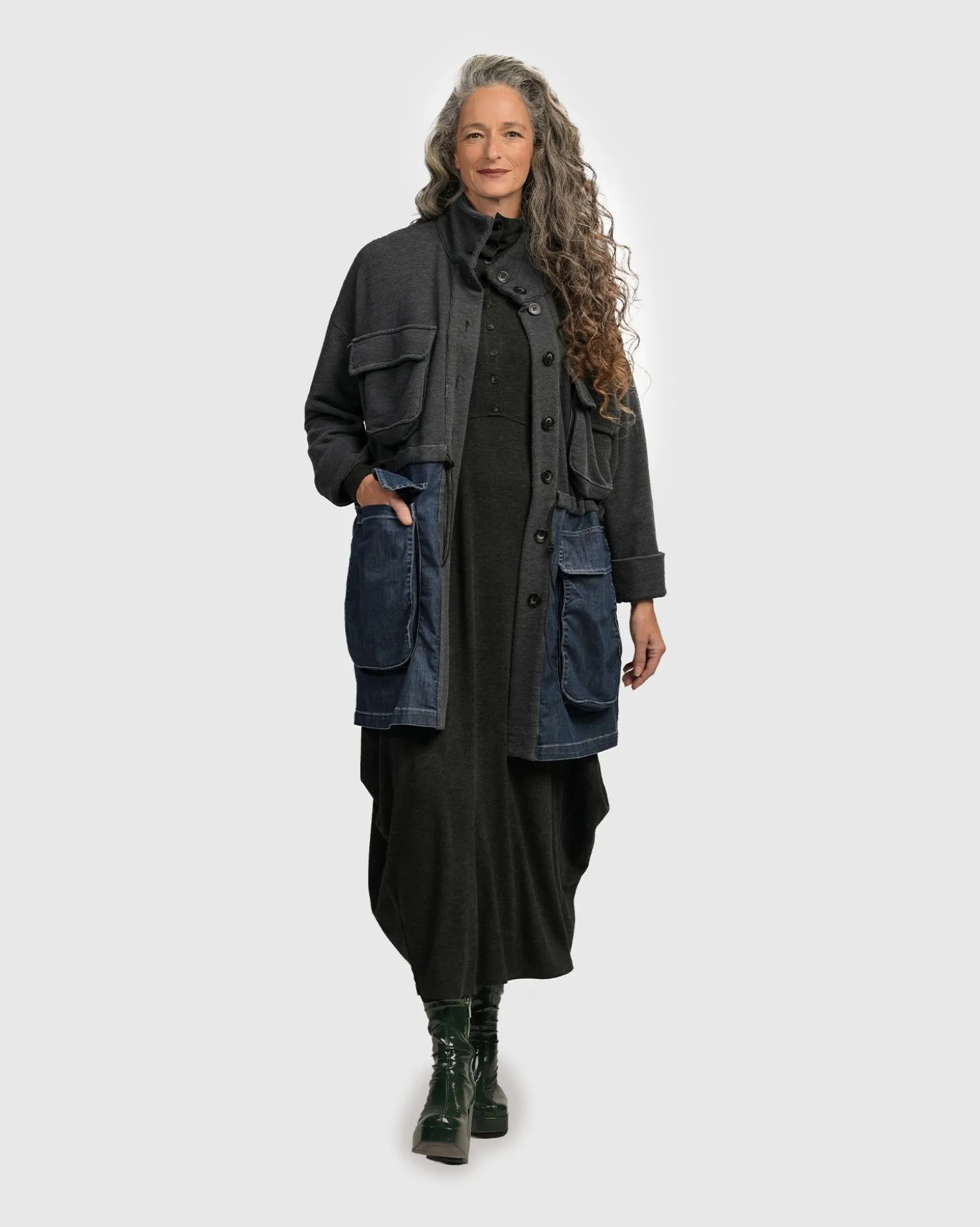 Women Alembika Urban Strut Boxy Coat, Denim