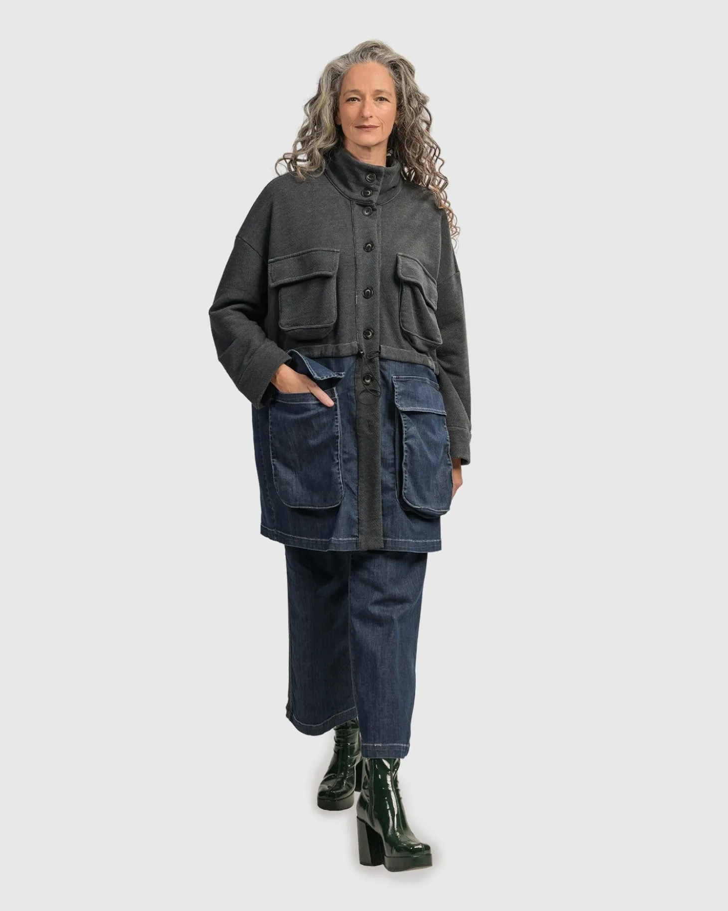 Women Alembika Urban Strut Boxy Coat, Denim